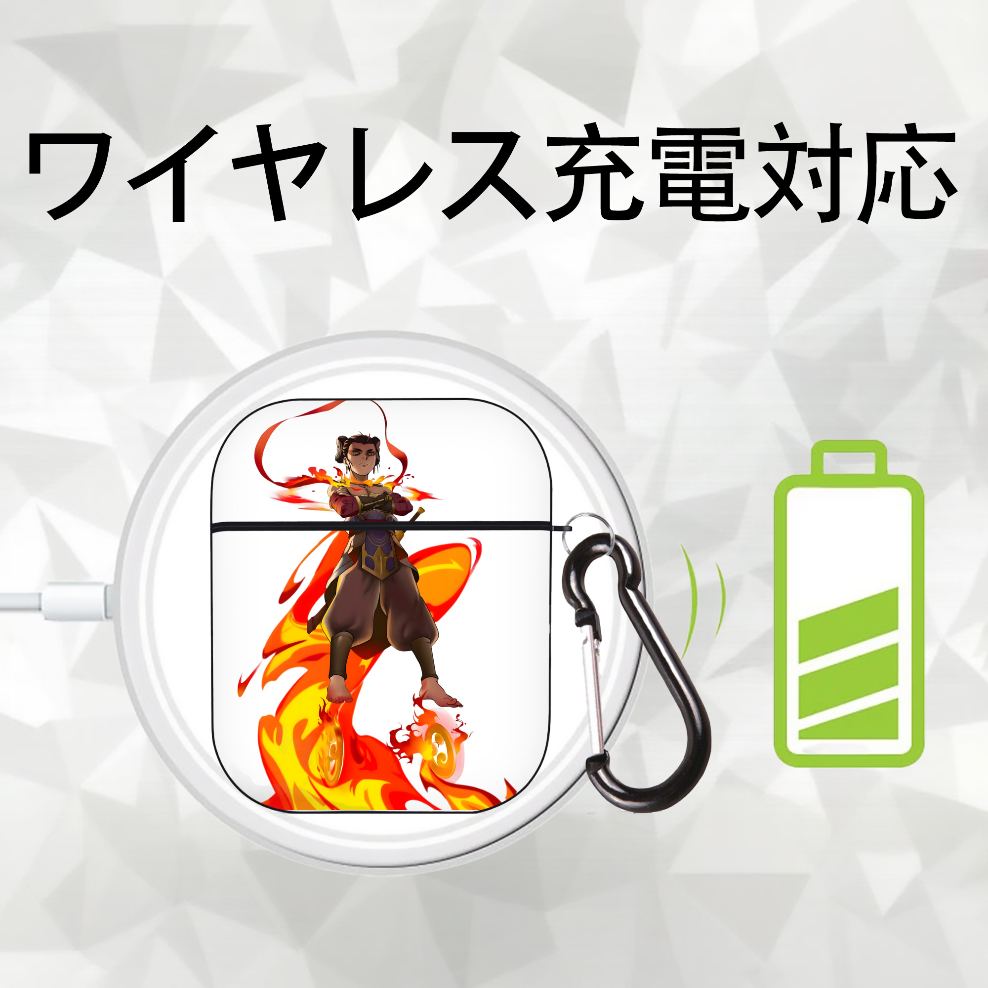Ne Zha 2 ナタ 魔童の大暴れ AirPods 第2世代保護ケース ハードシェル ブラック 耐衝撃・防指紋・カラビナ付き