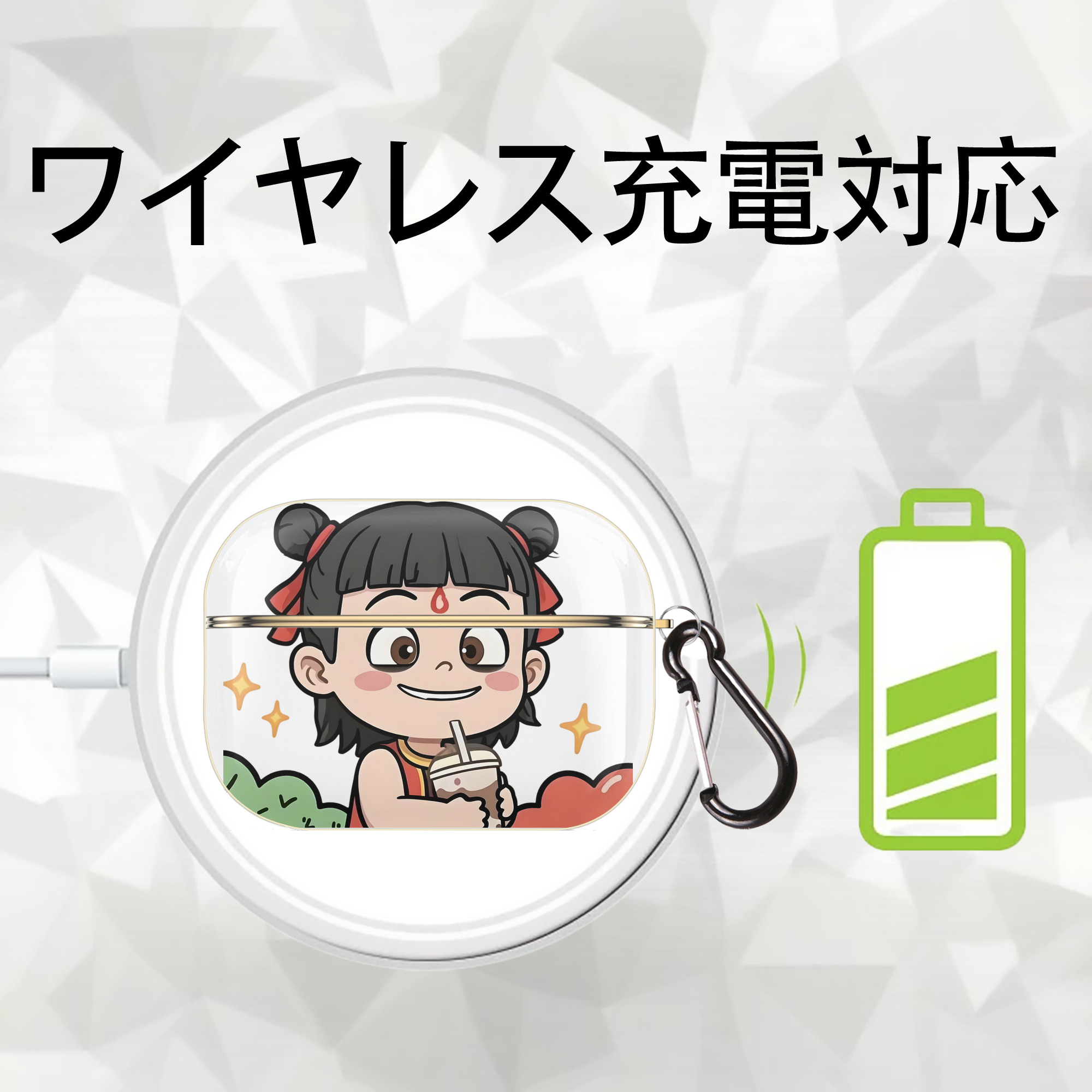 Ne Zha 2 ナタ 魔童の大暴れ 【AirPods Pro用】ハードシェル保護ケース｜耐衝撃・防指紋・カラビナ付き商品仕様