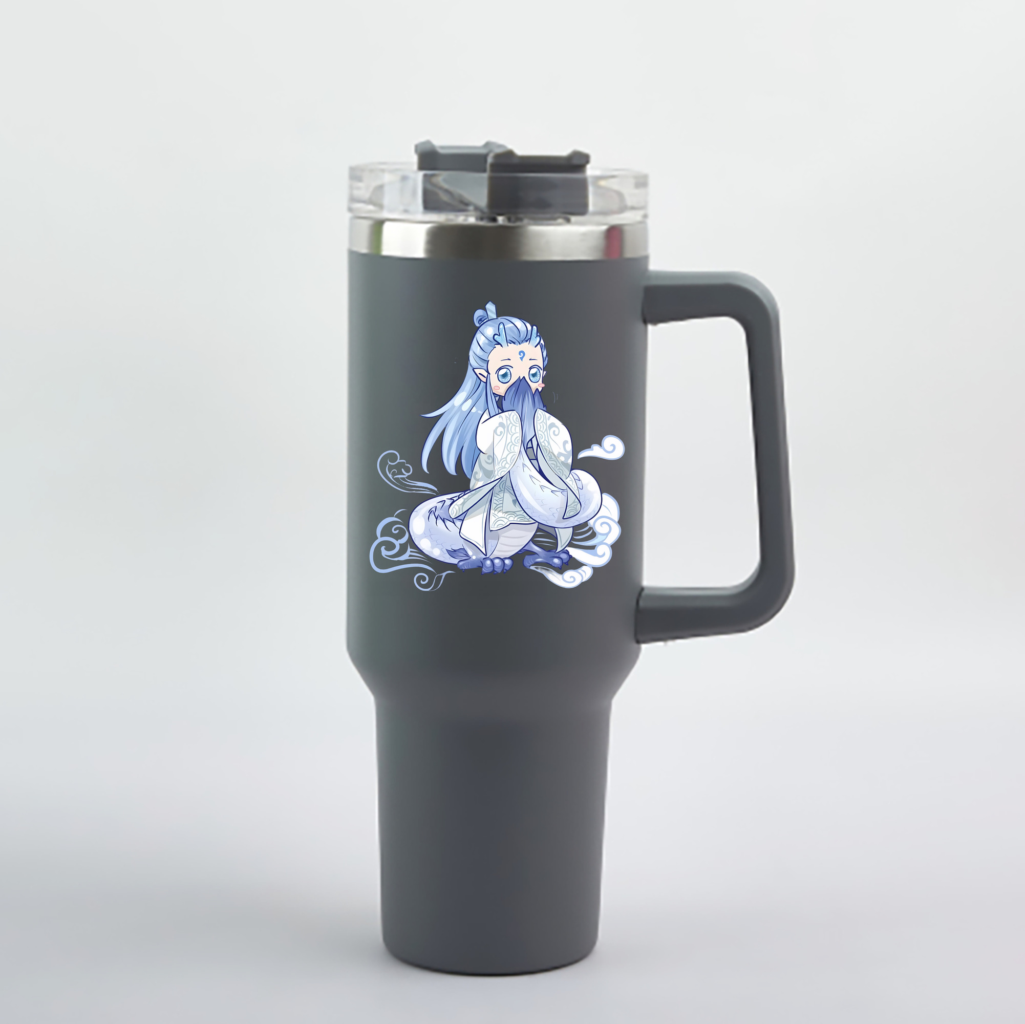 （画像用） Ne Zha 2 ナタ 魔童の大暴れ 1200mL車用タンブラー - クリスタルステッカー（プラスチックストロー付き）