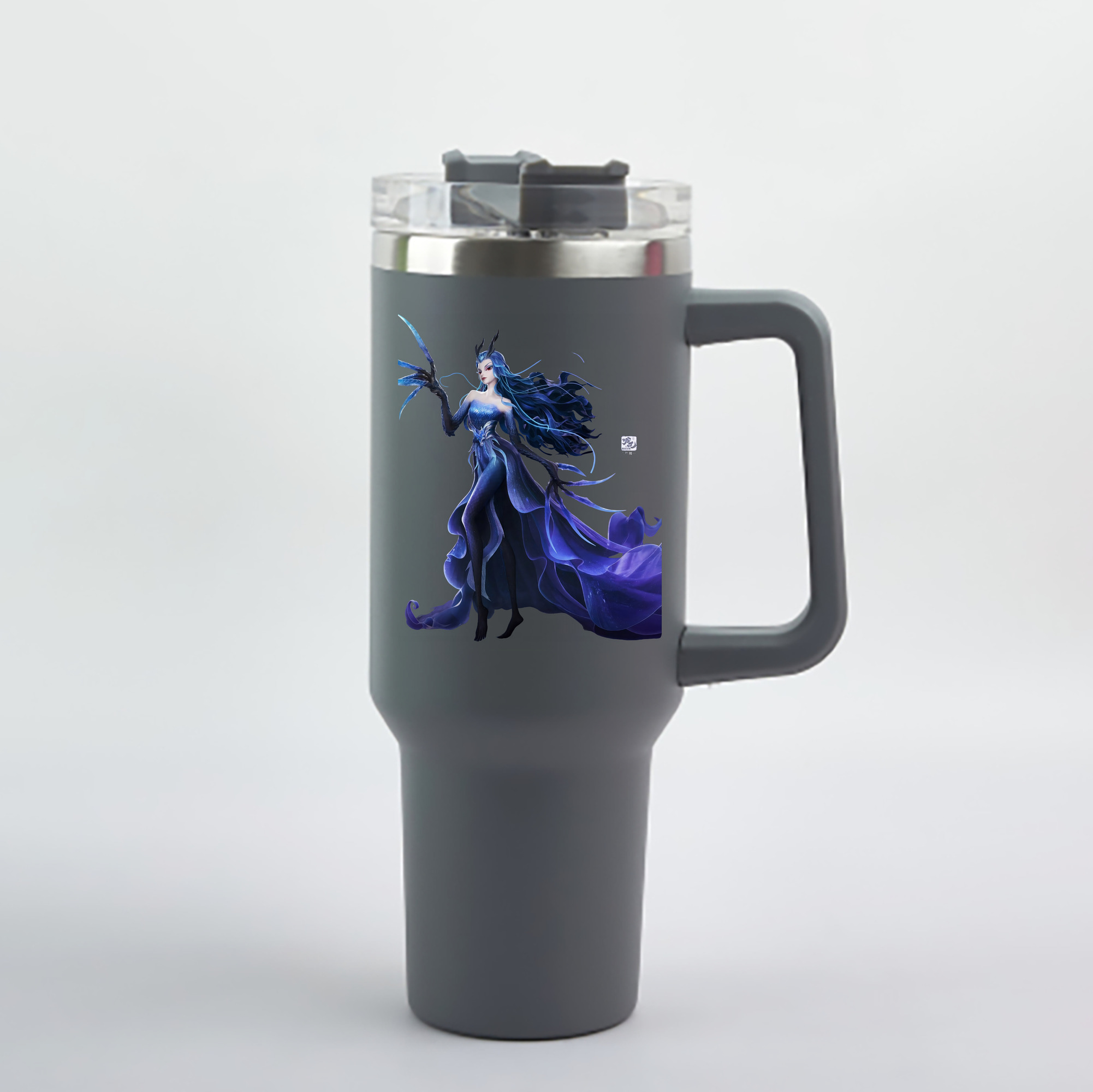 （画像用） Ne Zha 2 ナタ 魔童の大暴れ 1200mL車用タンブラー - クリスタルステッカー（プラスチックストロー付き）