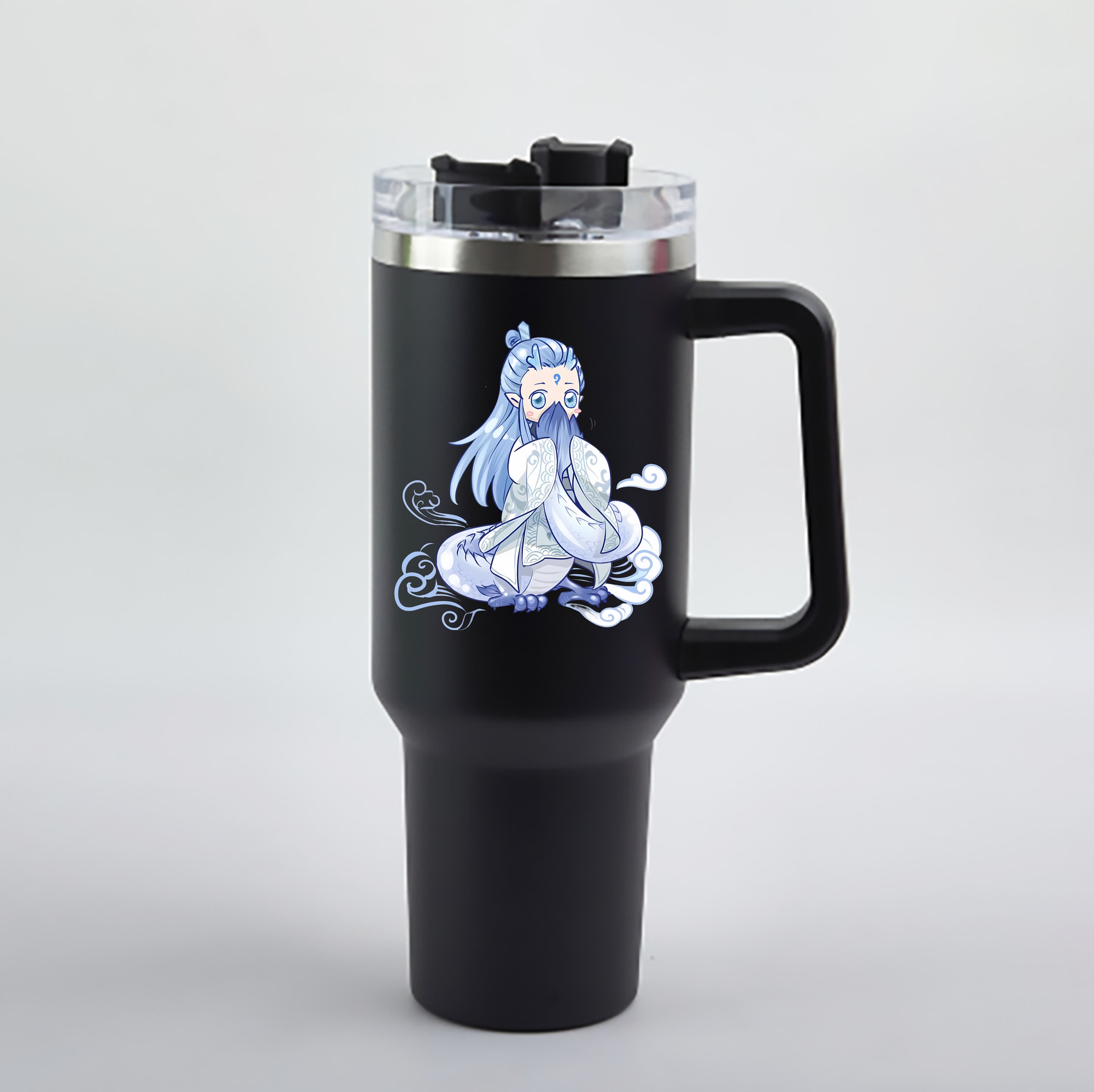 （画像用） Ne Zha 2 ナタ 魔童の大暴れ 1200mL車用タンブラー - クリスタルステッカー（プラスチックストロー付き）