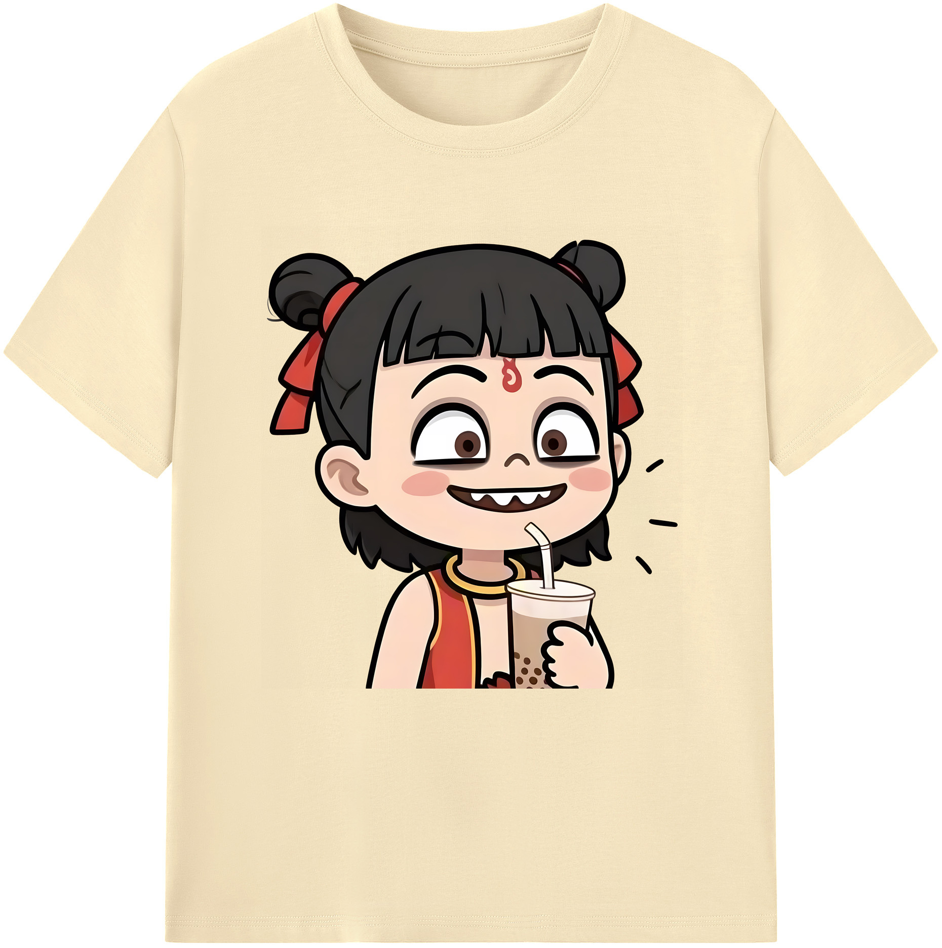 （画像用） Ne Zha 2 ナタ 魔童の大暴れ 綿100％半袖Tシャツ（フロントプリント）