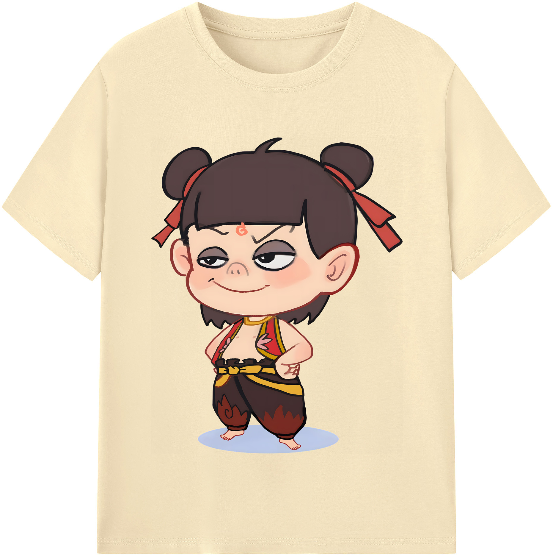（画像用） Ne Zha 2 ナタ 魔童の大暴れ 綿100％半袖Tシャツ（フロントプリント）