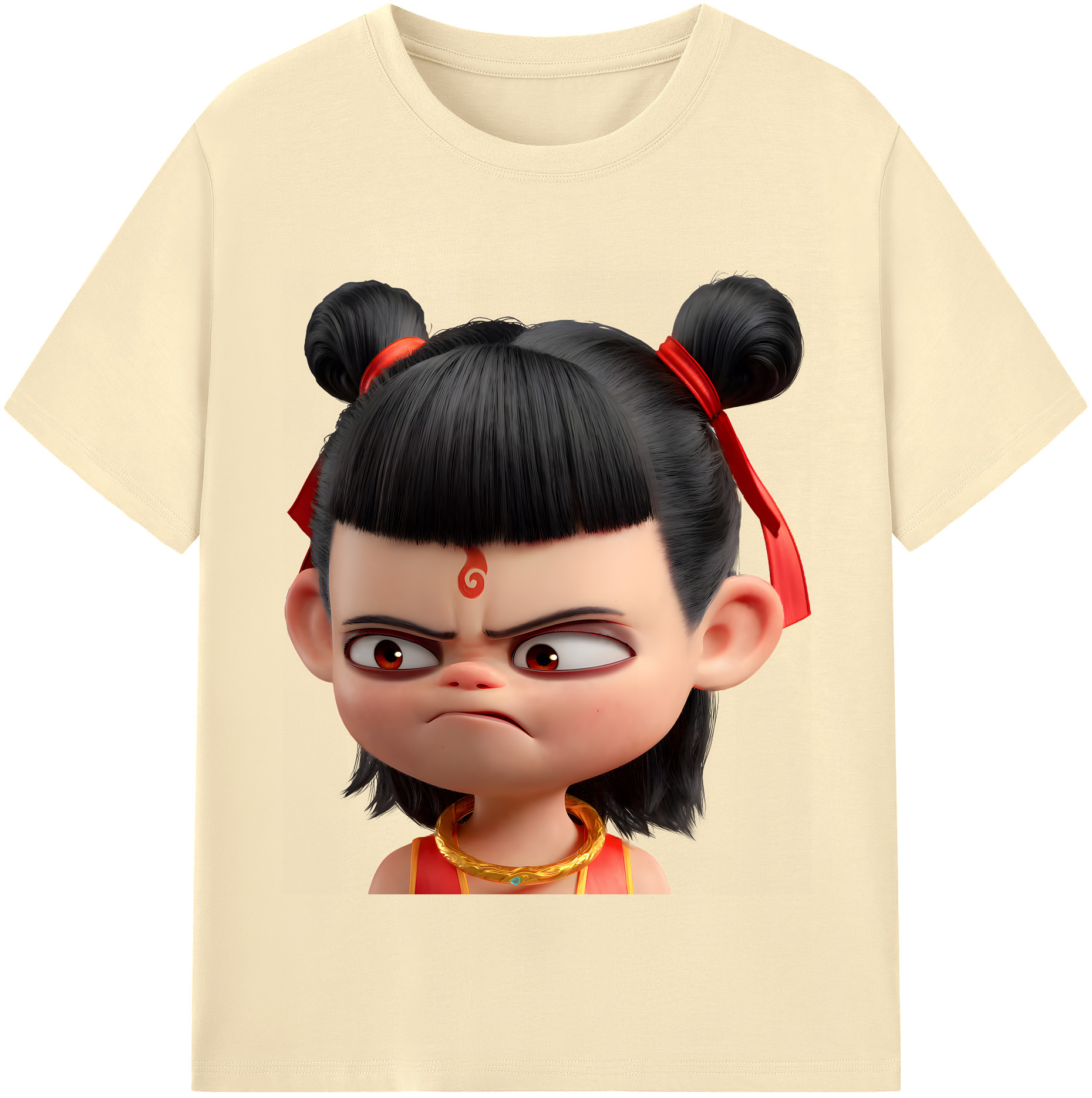 （画像用） Ne Zha 2 ナタ 魔童の大暴れ 綿100％半袖Tシャツ（フロントプリント）