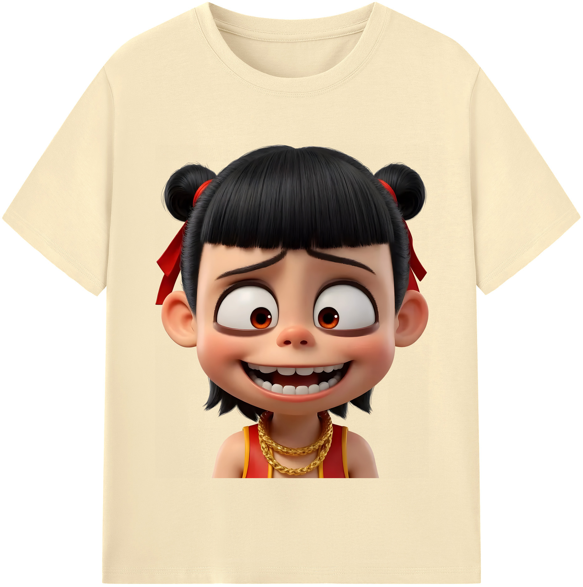 （画像用） Ne Zha 2 ナタ 魔童の大暴れ 綿100％半袖Tシャツ（フロントプリント）