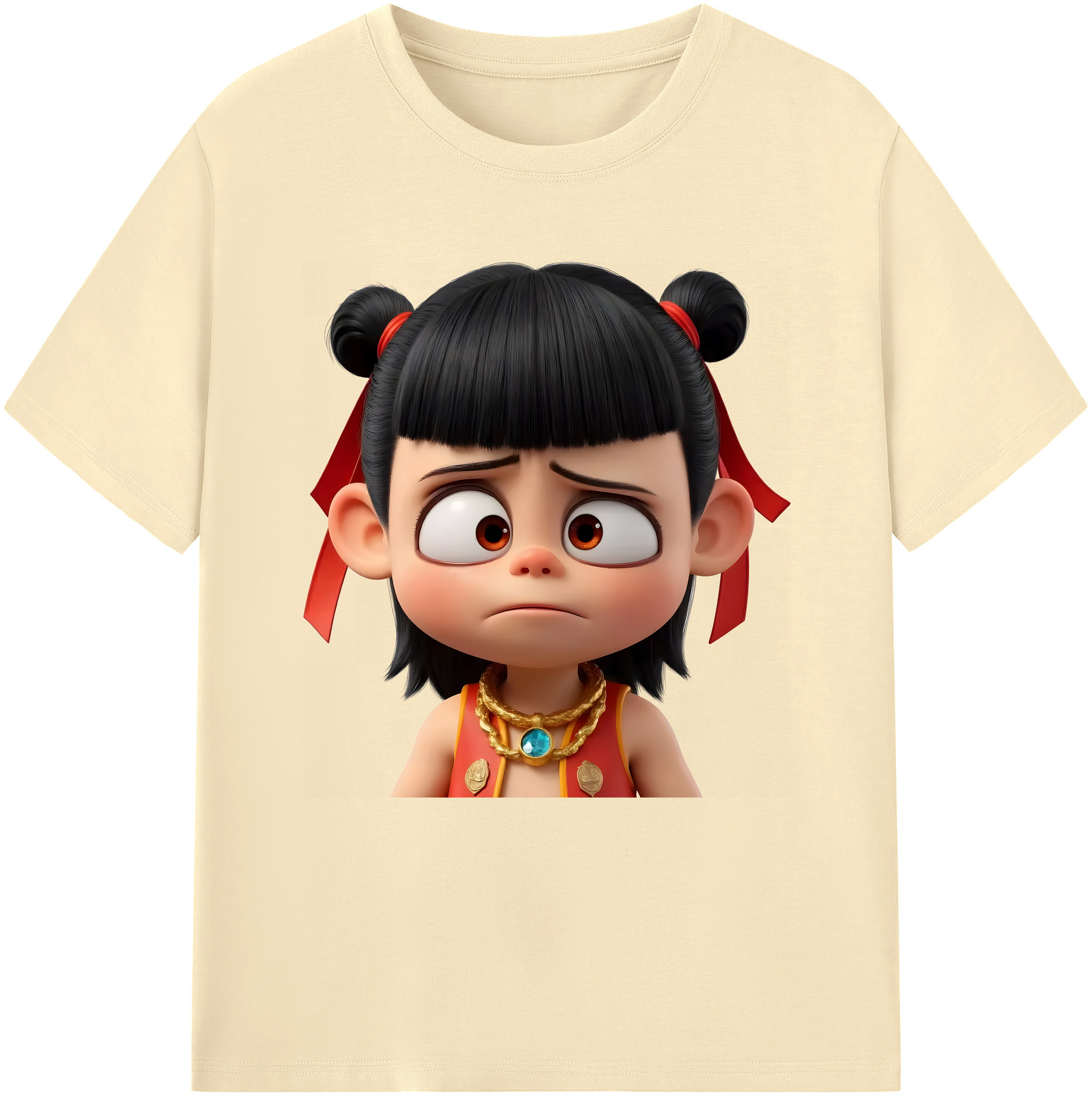 （画像用） Ne Zha 2 ナタ 魔童の大暴れ 綿100％半袖Tシャツ（フロントプリント）