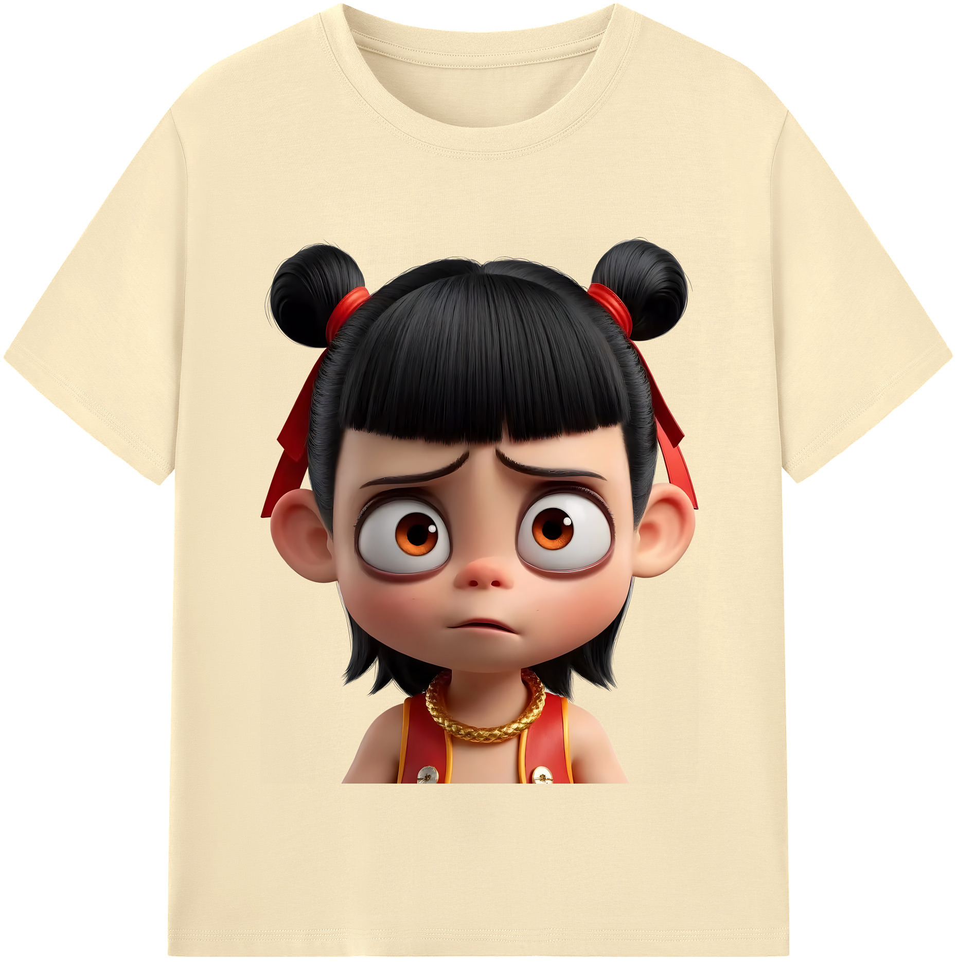 （画像用） Ne Zha 2 ナタ 魔童の大暴れ 綿100％半袖Tシャツ（フロントプリント）