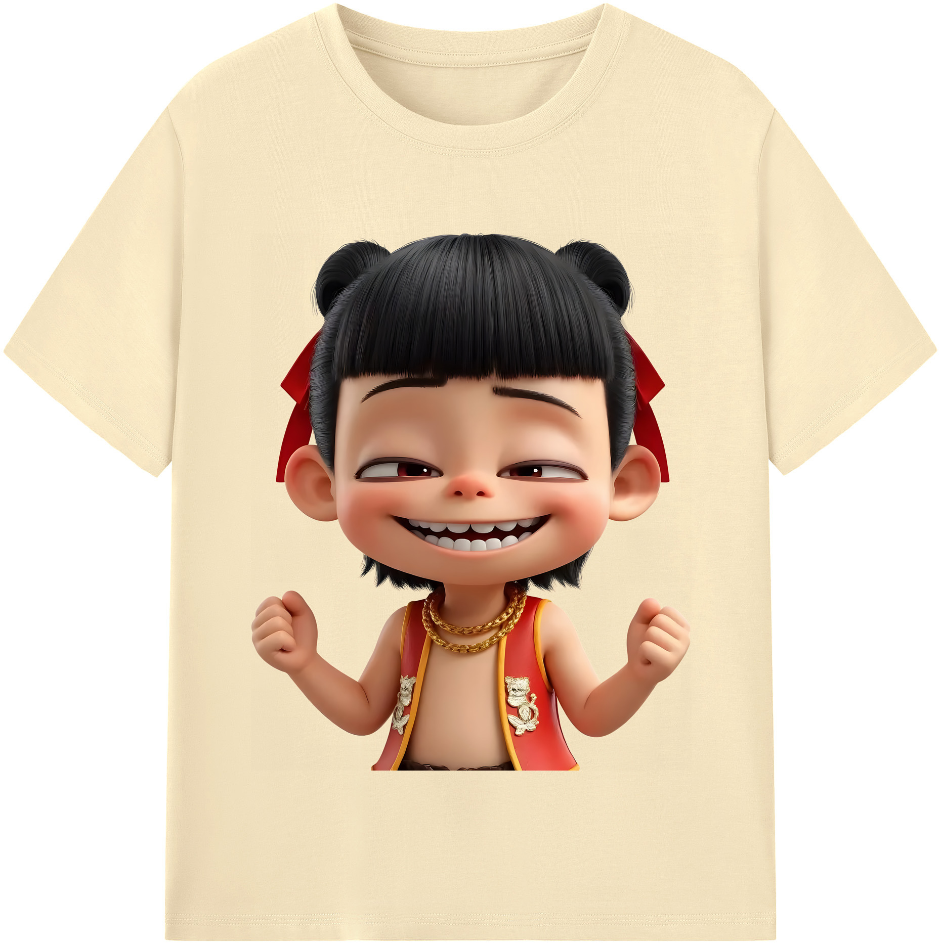 （画像用） Ne Zha 2 ナタ 魔童の大暴れ 綿100％半袖Tシャツ（フロントプリント）