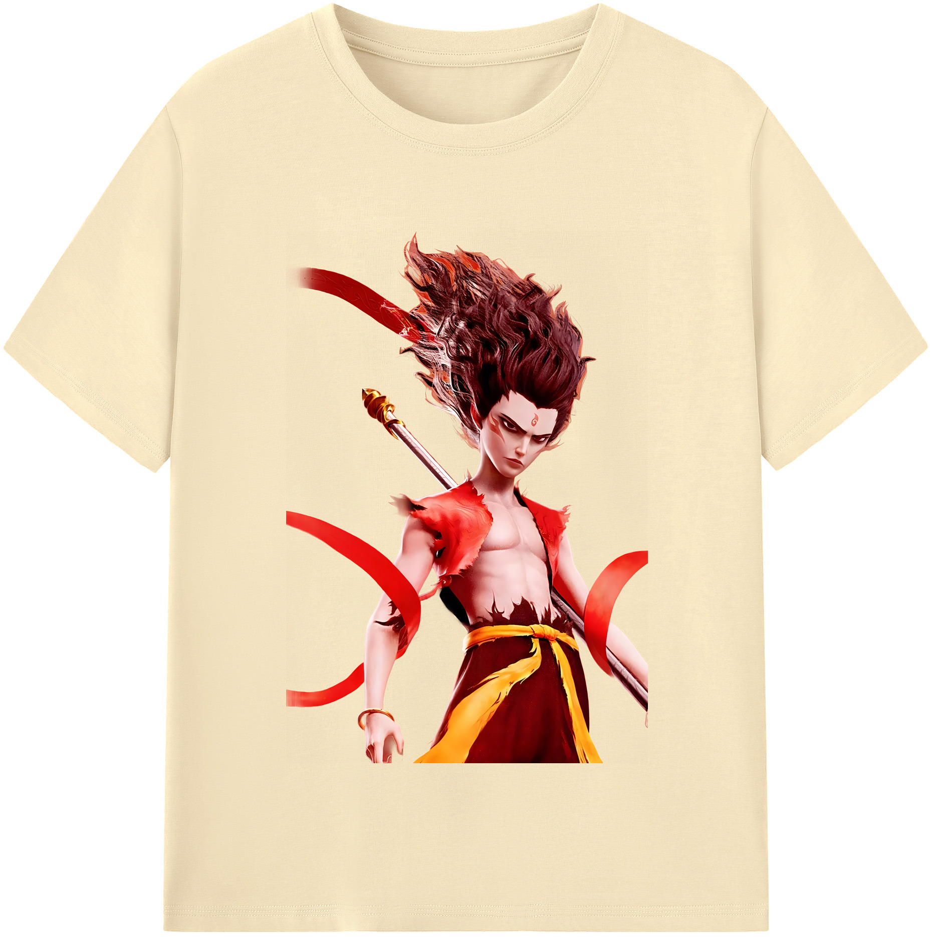 （画像用） Ne Zha 2 ナタ 魔童の大暴れ 綿100％半袖Tシャツ（フロントプリント）