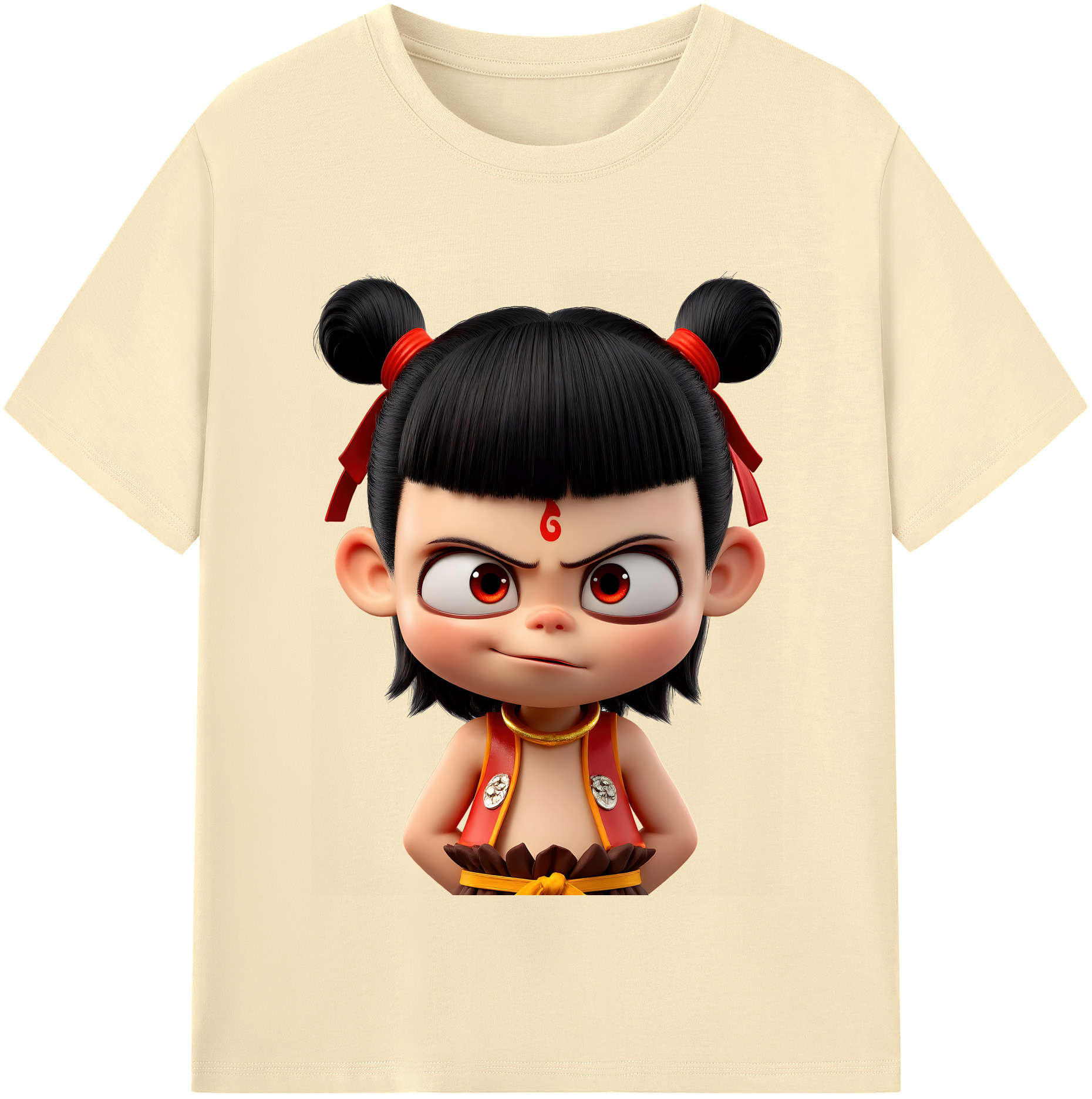 （画像用） Ne Zha 2 ナタ 魔童の大暴れ 綿100％半袖Tシャツ（フロントプリント）