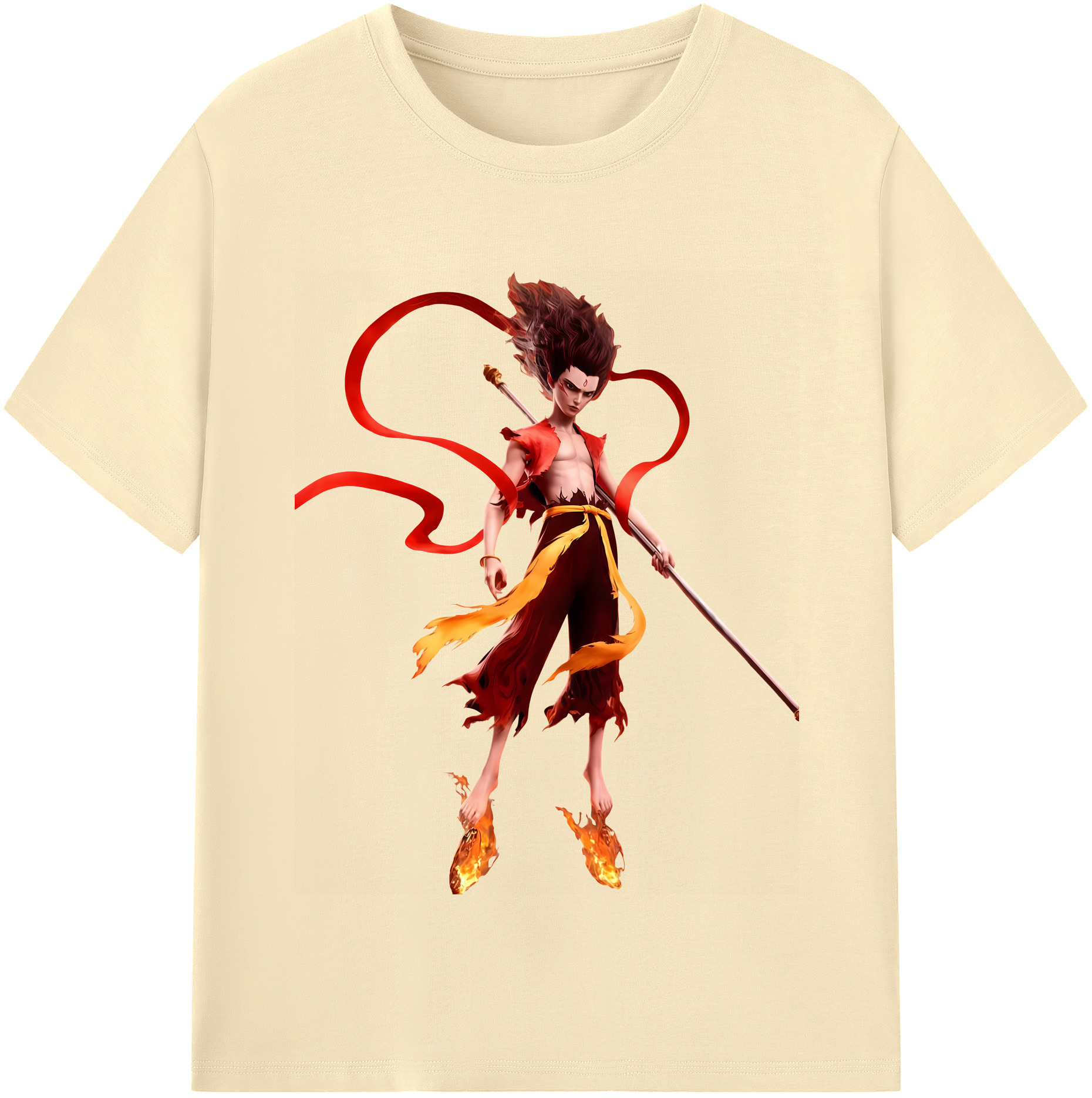 （画像用） Ne Zha 2 ナタ 魔童の大暴れ 綿100％半袖Tシャツ（フロントプリント）