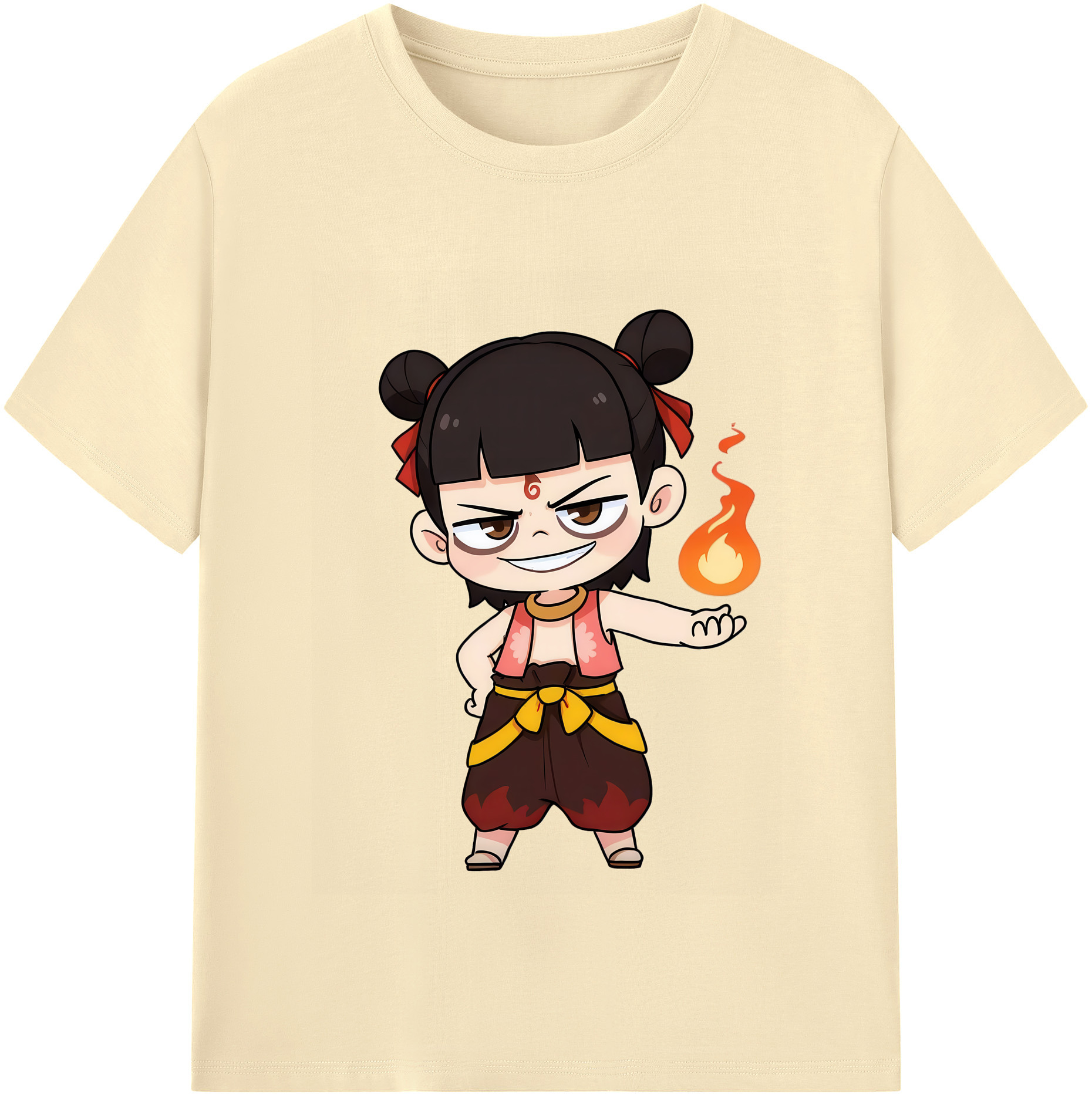 （画像用） Ne Zha 2 ナタ 魔童の大暴れ 綿100％半袖Tシャツ（フロントプリント）