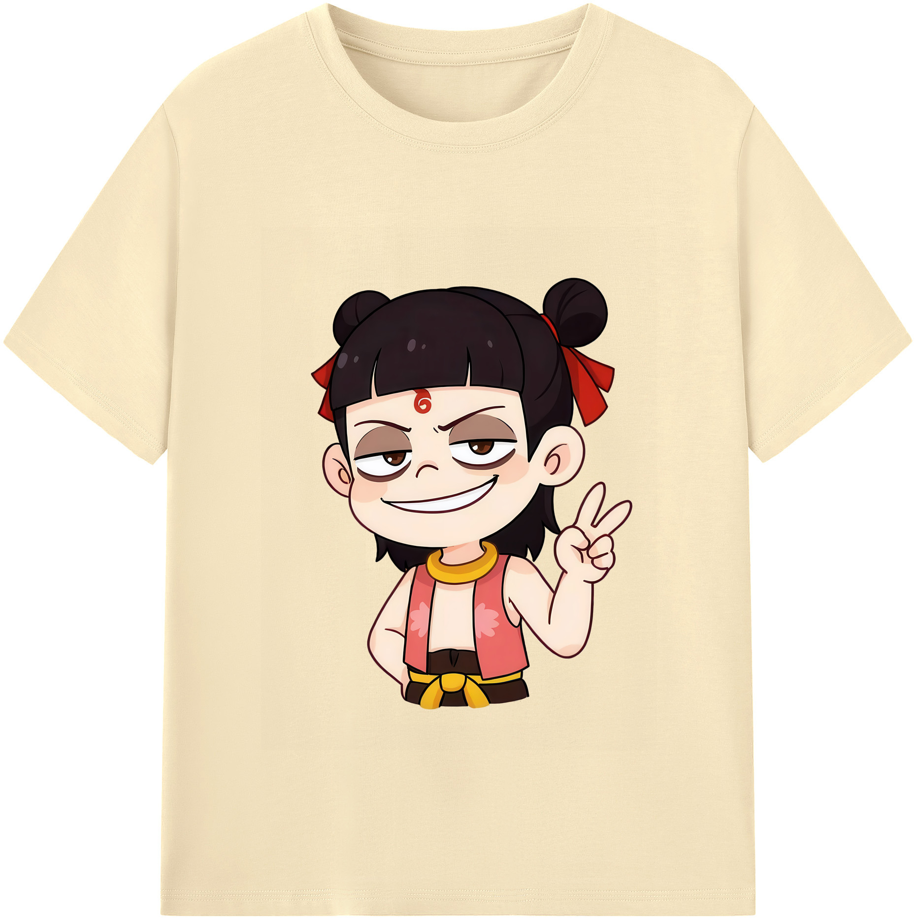 （画像用） Ne Zha 2 ナタ 魔童の大暴れ 綿100％半袖Tシャツ（フロントプリント）