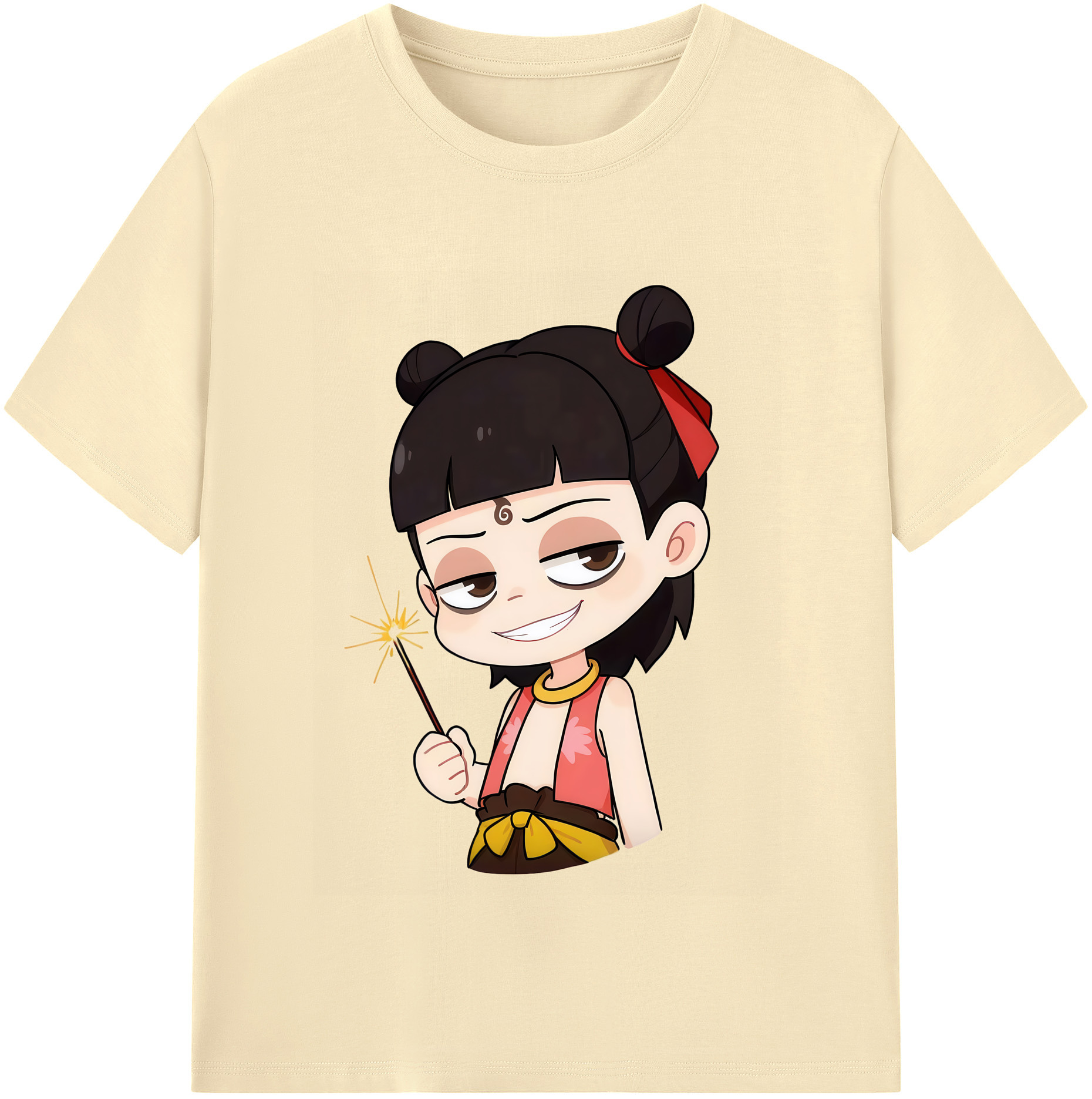 （画像用） Ne Zha 2 ナタ 魔童の大暴れ 綿100％半袖Tシャツ（フロントプリント）