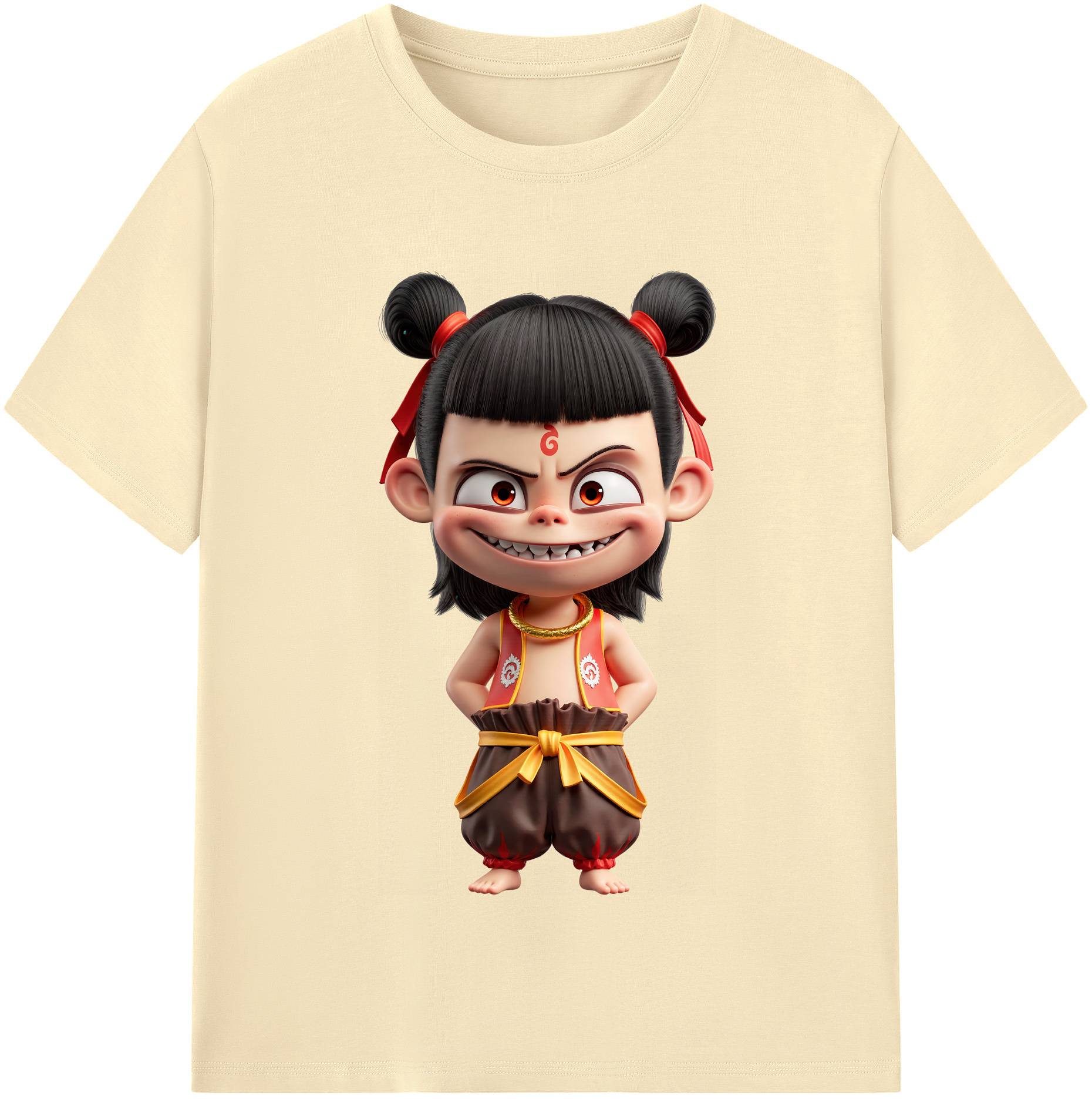 （画像用） Ne Zha 2 ナタ 魔童の大暴れ 綿100％半袖Tシャツ（フロントプリント）