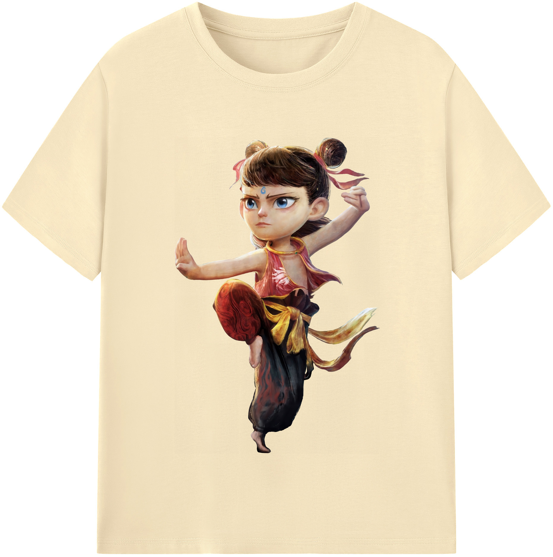 （画像用） Ne Zha 2 ナタ 魔童の大暴れ 綿100％半袖Tシャツ（フロントプリント）