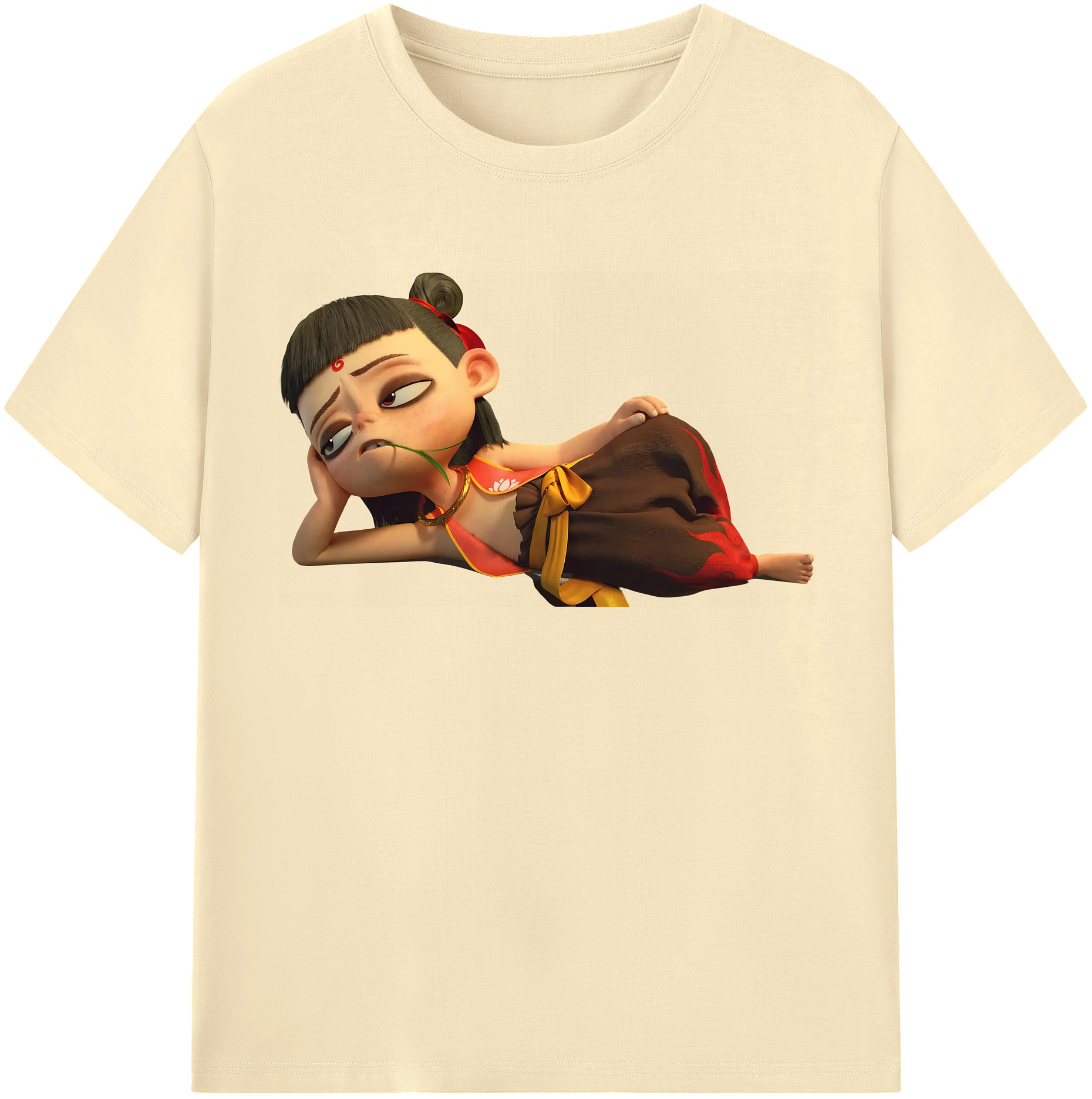 （画像用） Ne Zha 2 ナタ 魔童の大暴れ 綿100％半袖Tシャツ（フロントプリント）