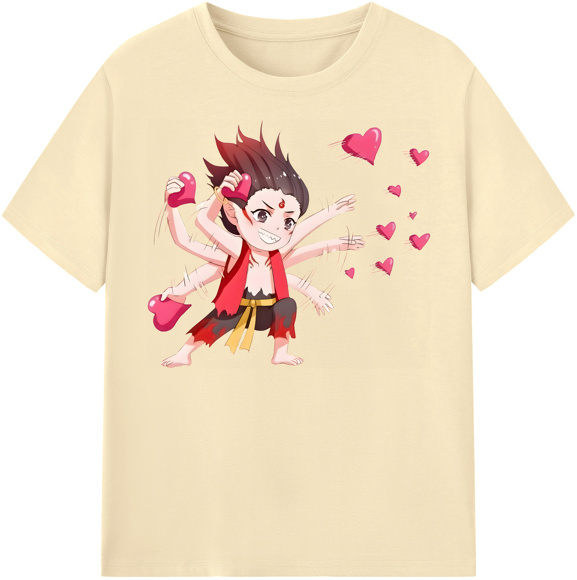 （画像用） Ne Zha 2 ナタ 魔童の大暴れ 綿100％半袖Tシャツ（フロントプリント）