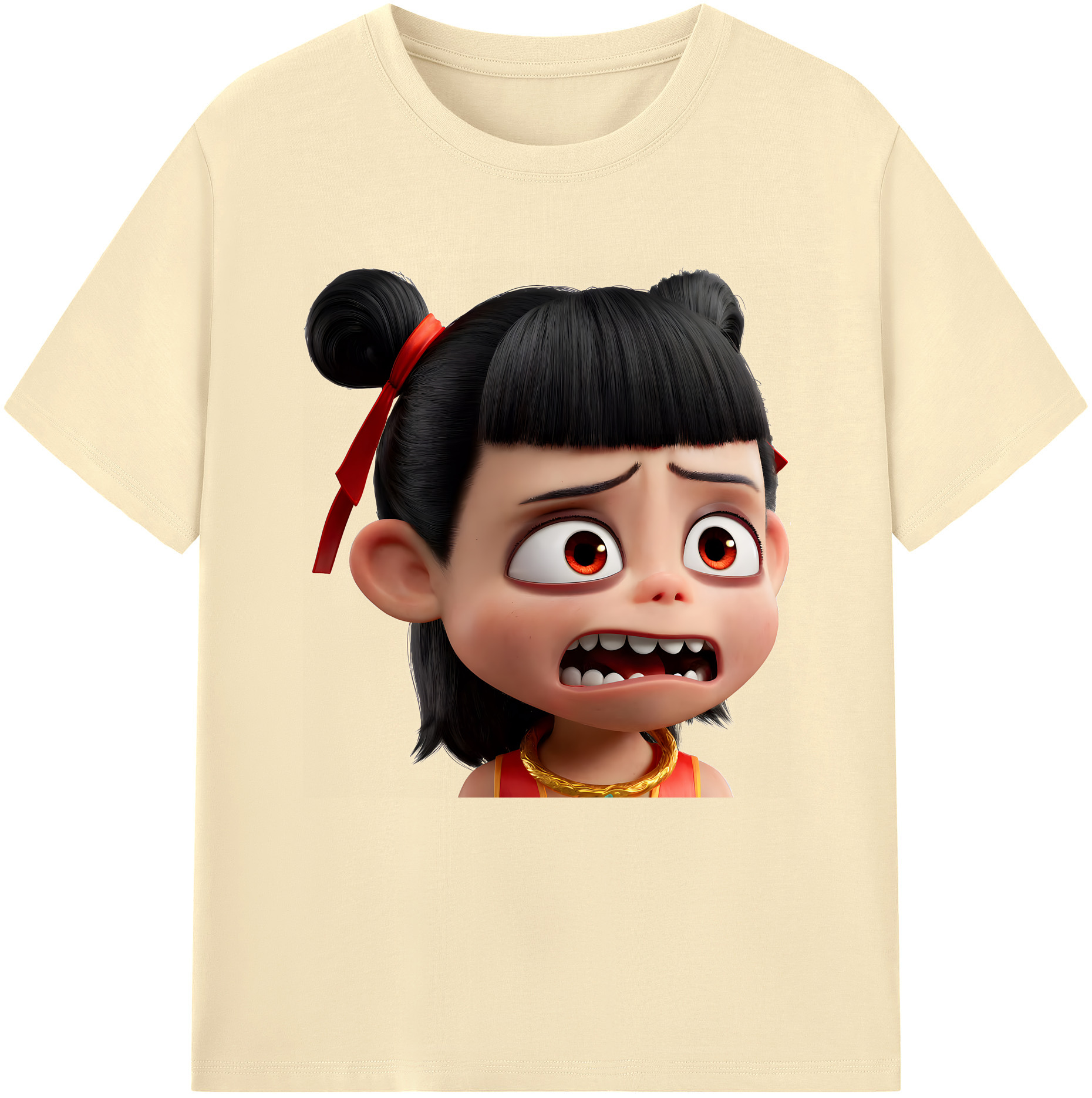 （画像用） Ne Zha 2 ナタ 魔童の大暴れ 綿100％半袖Tシャツ（フロントプリント）
