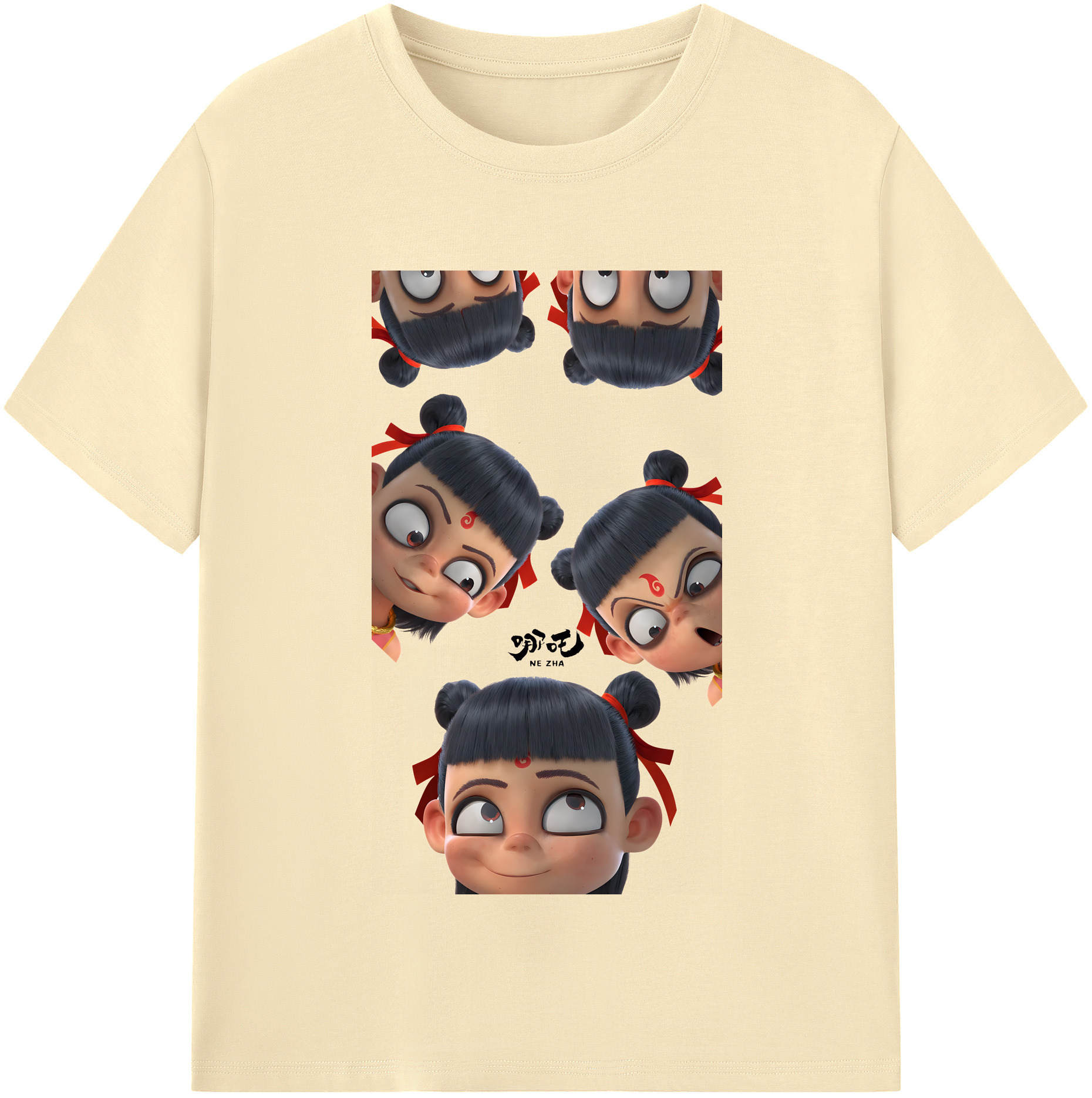 （画像用） Ne Zha 2 ナタ 魔童の大暴れ 綿100％半袖Tシャツ（フロントプリント）