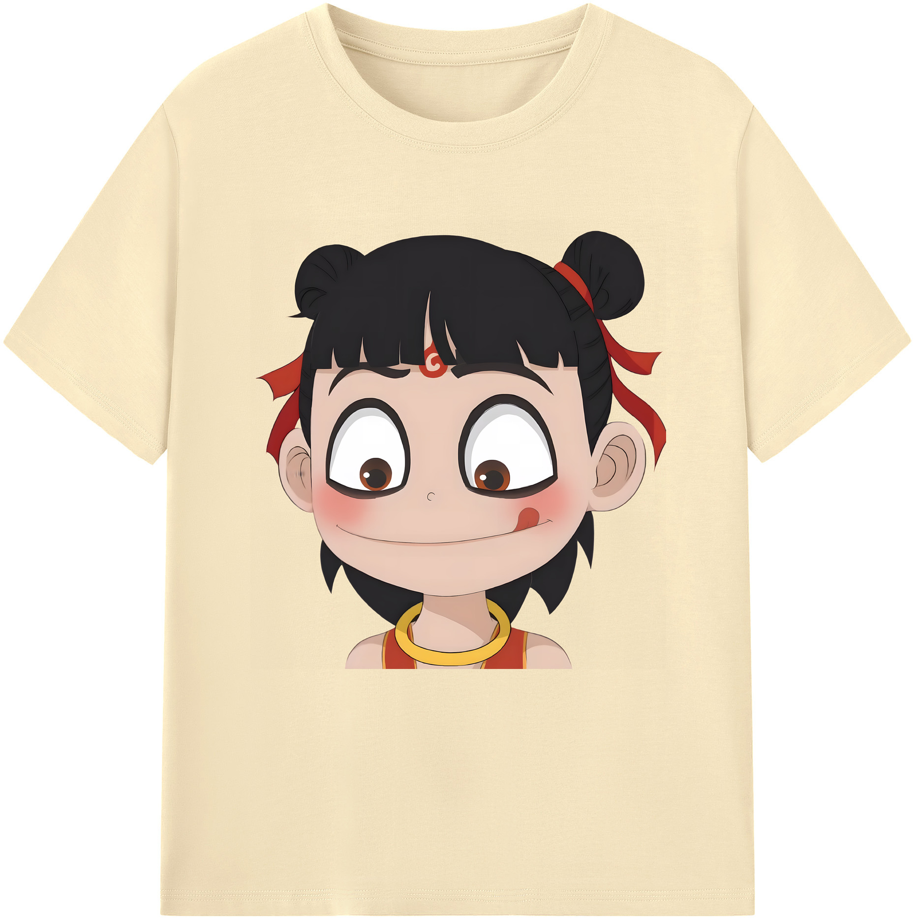 （画像用） Ne Zha 2 ナタ 魔童の大暴れ 綿100％半袖Tシャツ（フロントプリント）