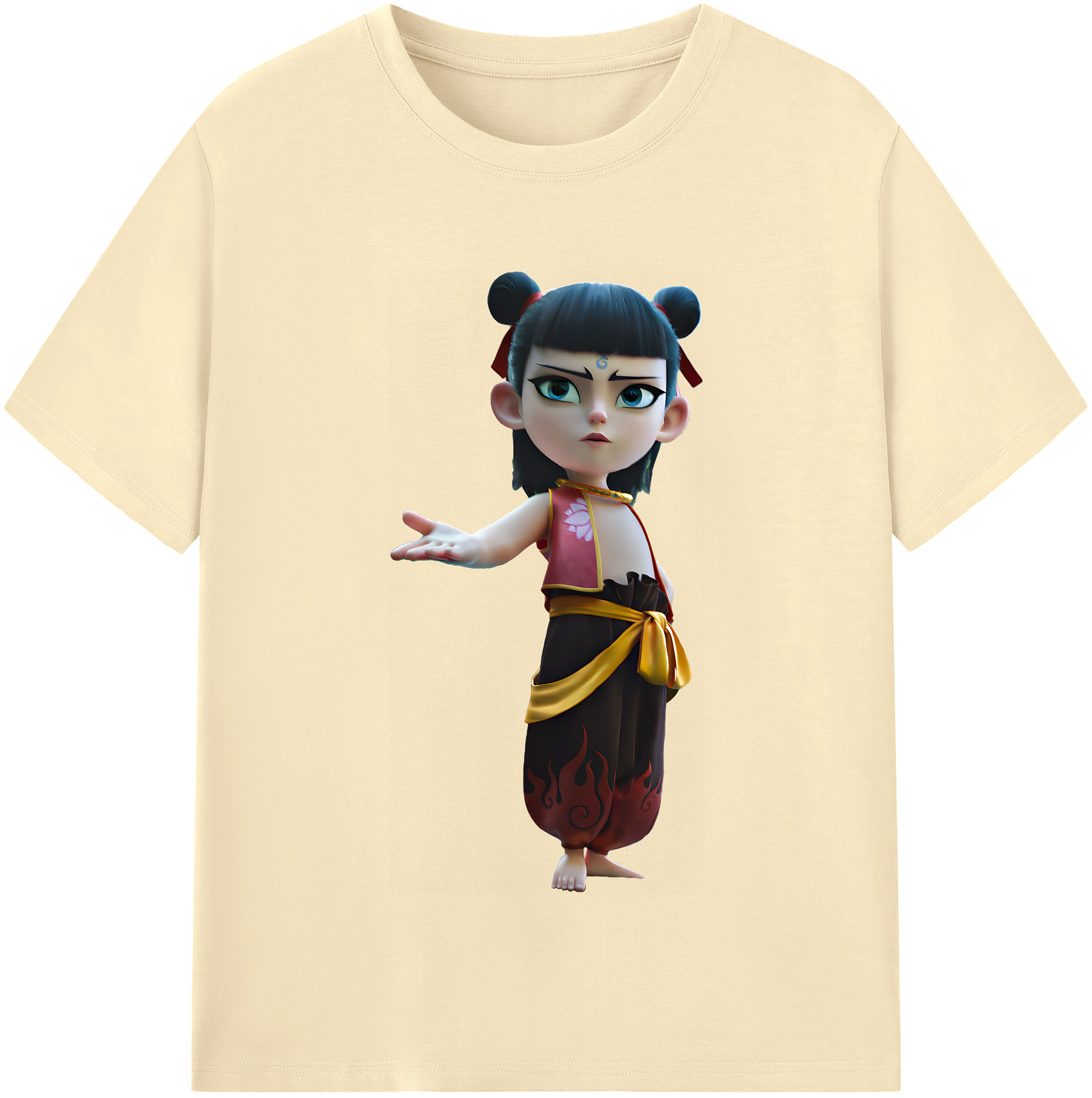 （画像用） Ne Zha 2 ナタ 魔童の大暴れ 綿100％半袖Tシャツ（フロントプリント）