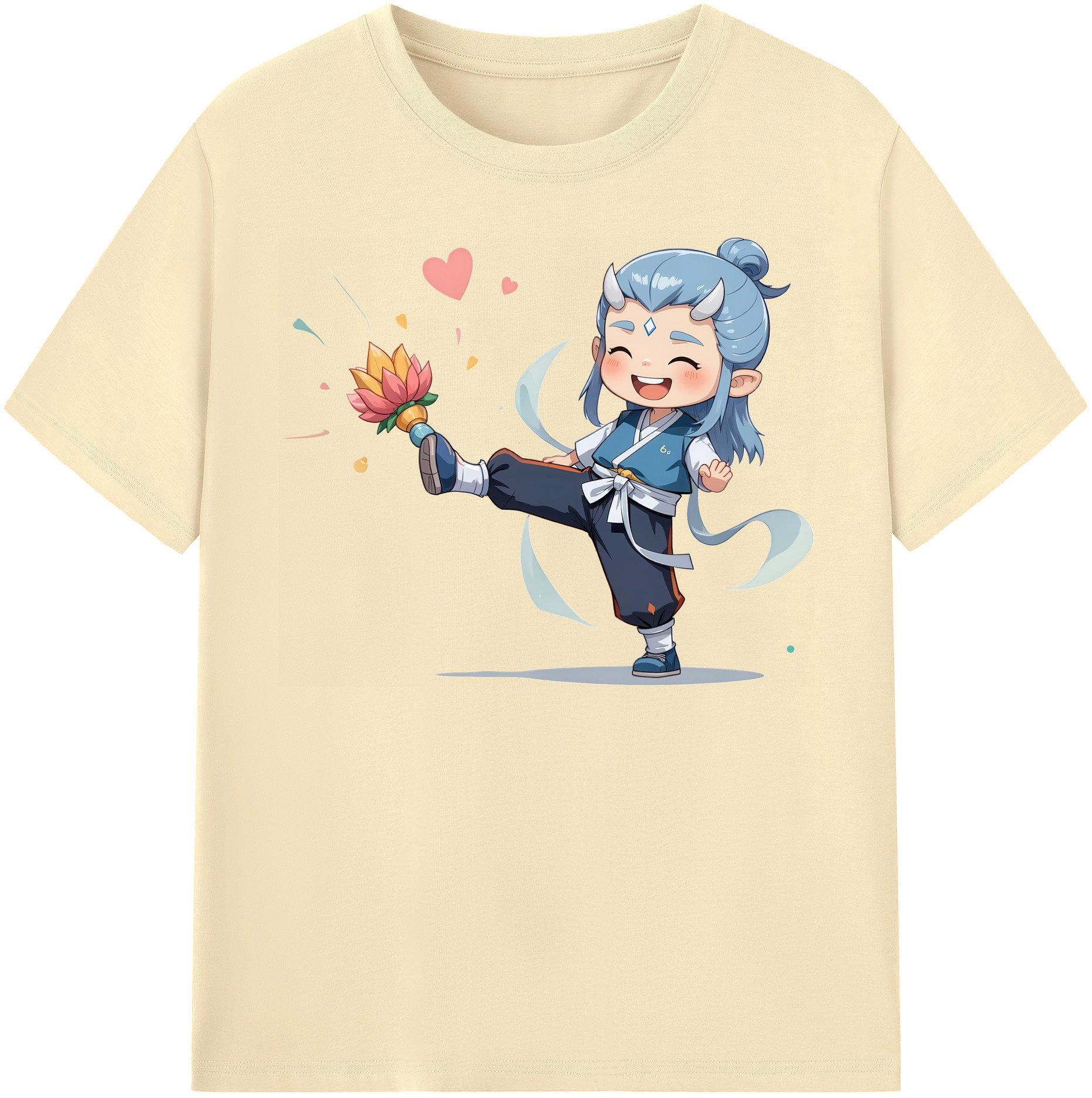 （画像用） Ne Zha 2 ナタ 魔童の大暴れ 綿100％半袖Tシャツ（フロントプリント）