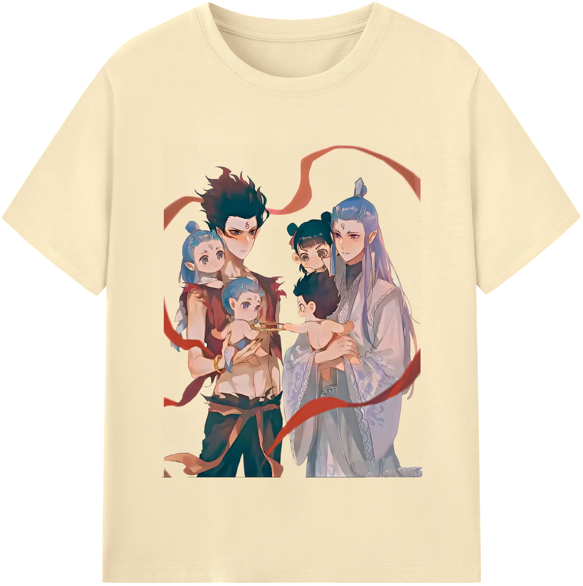 （画像用） Ne Zha 2 ナタ 魔童の大暴れ 綿100％半袖Tシャツ（フロントプリント）