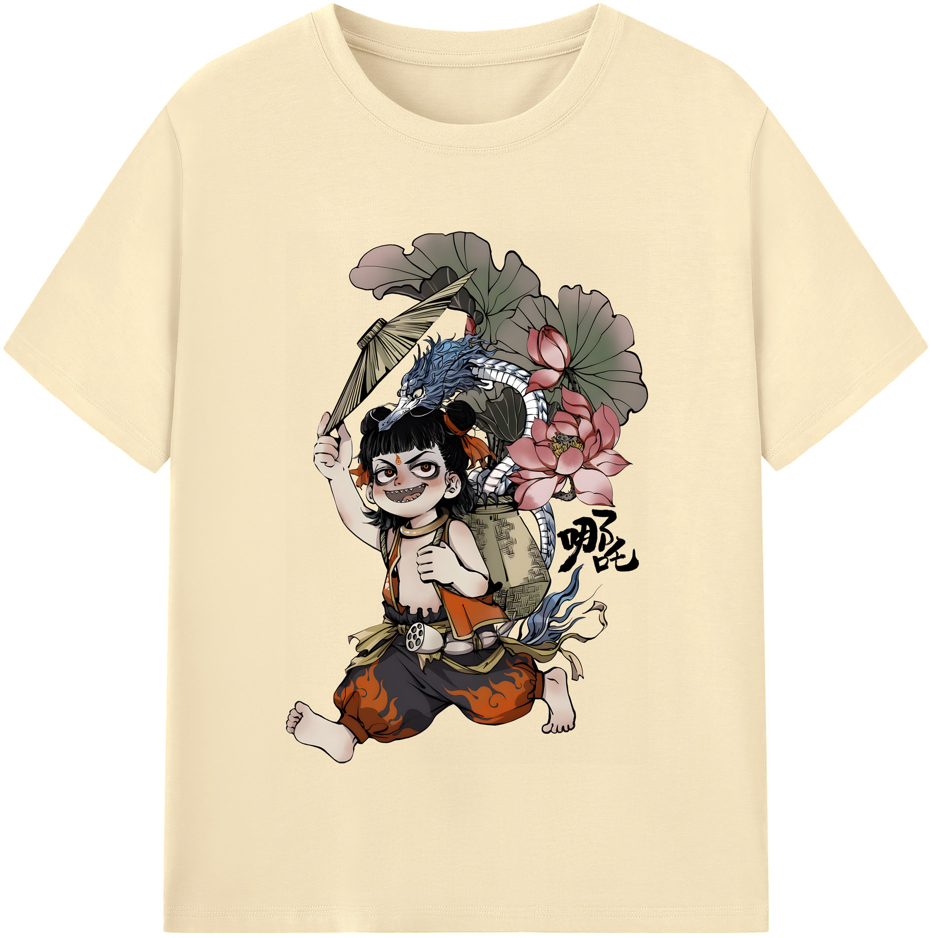 （画像用） Ne Zha 2 ナタ 魔童の大暴れ 綿100％半袖Tシャツ（フロントプリント）