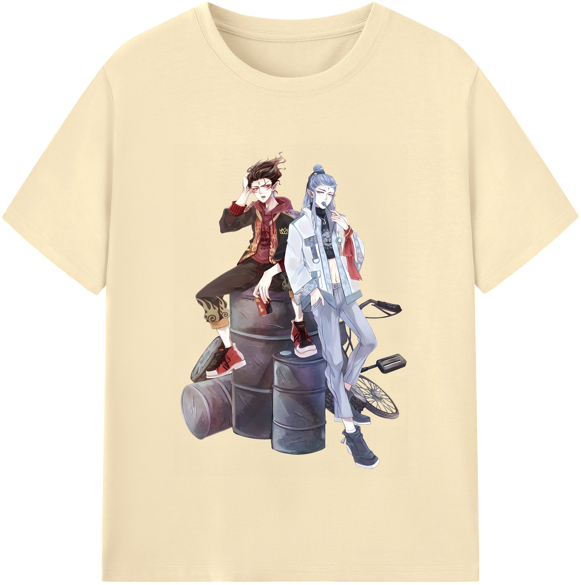（画像用） Ne Zha 2 ナタ 魔童の大暴れ 綿100％半袖Tシャツ（フロントプリント）