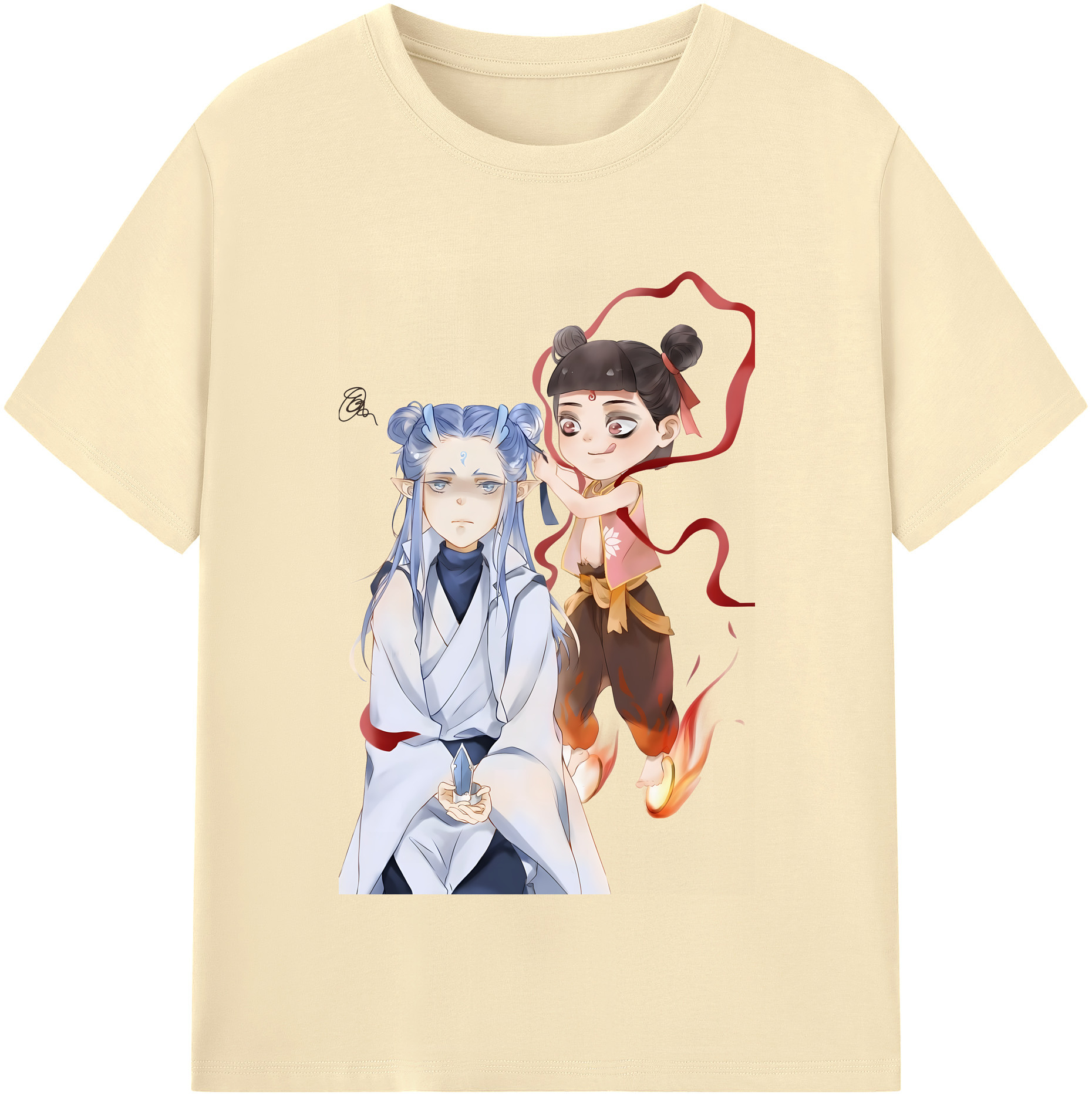 （画像用） Ne Zha 2 ナタ 魔童の大暴れ 綿100％半袖Tシャツ（フロントプリント）