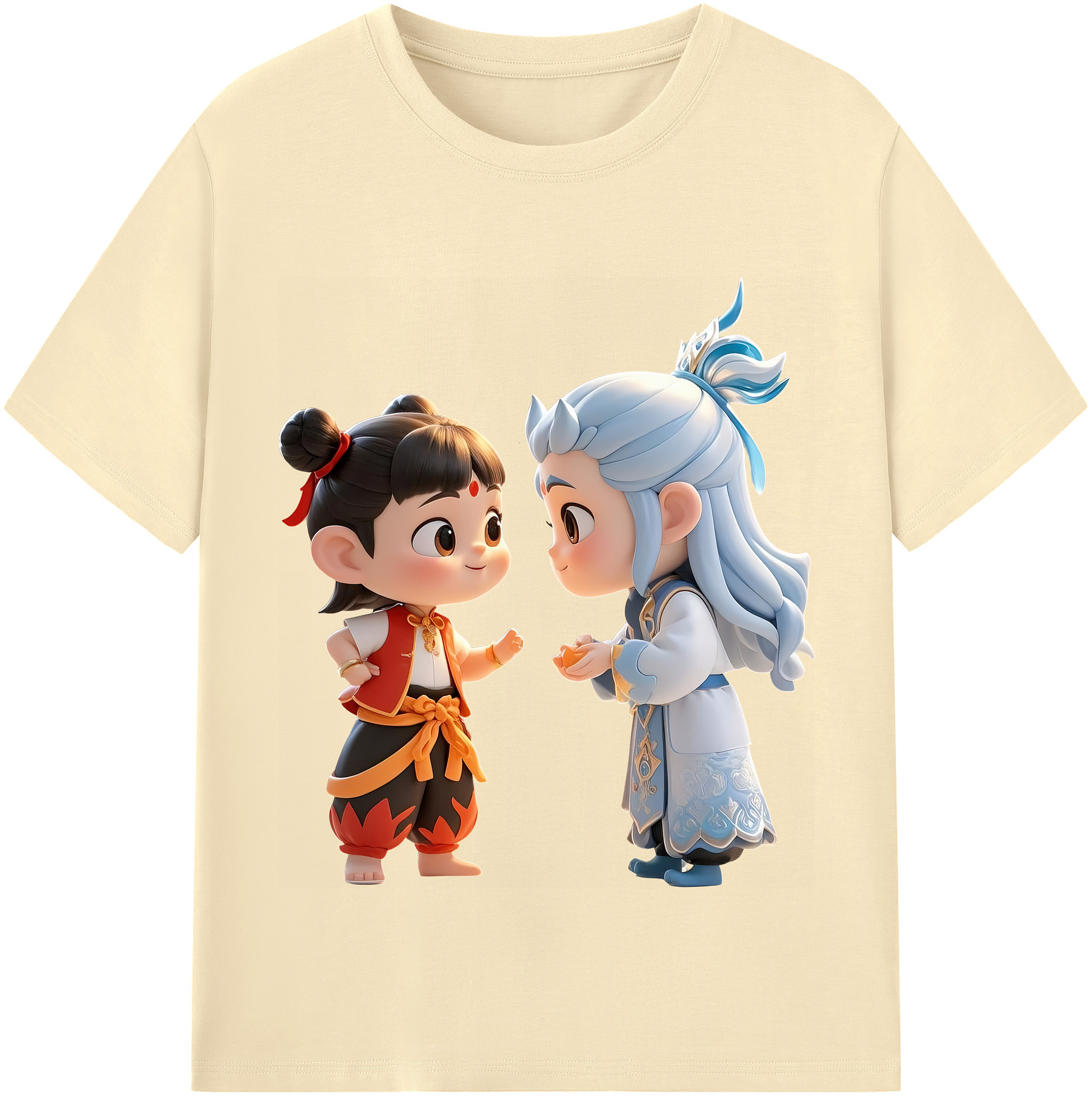 （画像用） Ne Zha 2 ナタ 魔童の大暴れ 綿100％半袖Tシャツ（フロントプリント）