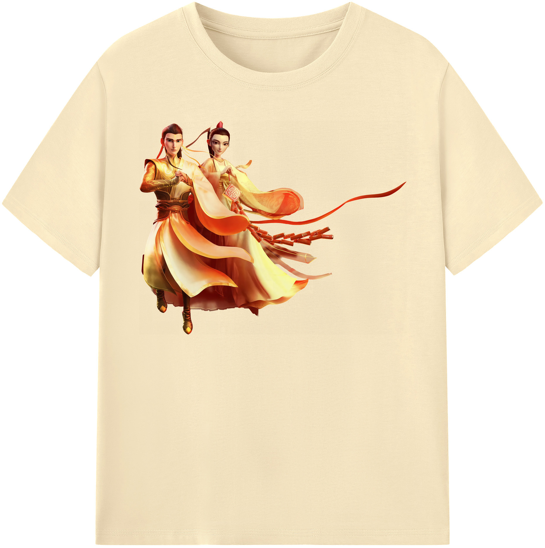 （画像用） Ne Zha 2 ナタ 魔童の大暴れ 綿100％半袖Tシャツ（フロントプリント）