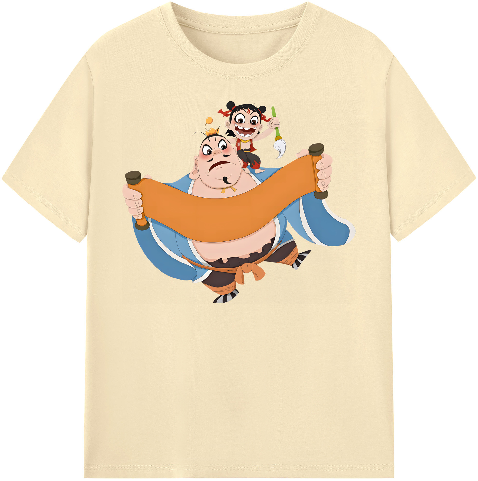 （画像用） Ne Zha 2 ナタ 魔童の大暴れ 綿100％半袖Tシャツ（フロントプリント）