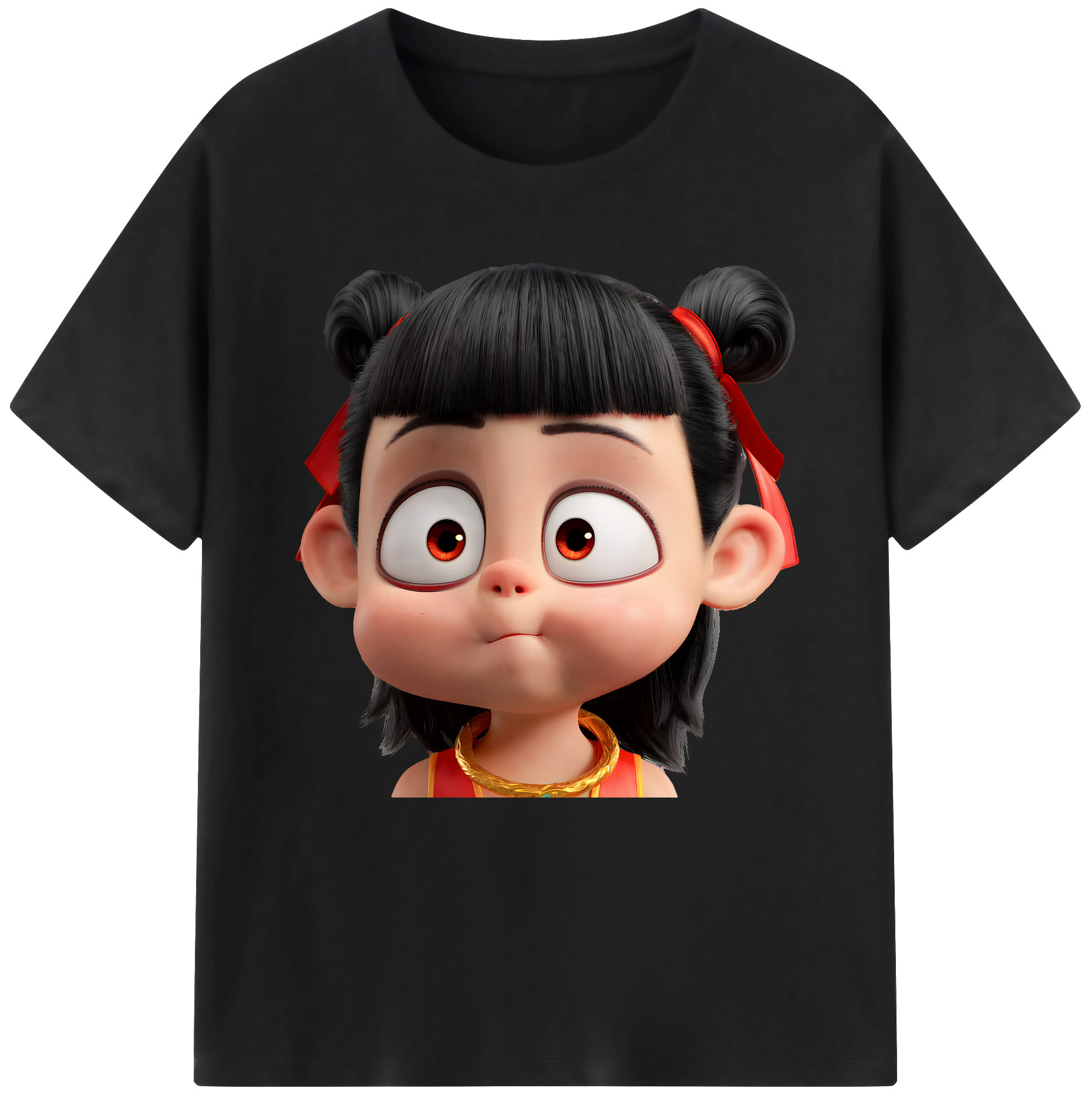 （画像用） Ne Zha 2 ナタ 魔童の大暴れ 綿100％半袖Tシャツ（フロントプリント）