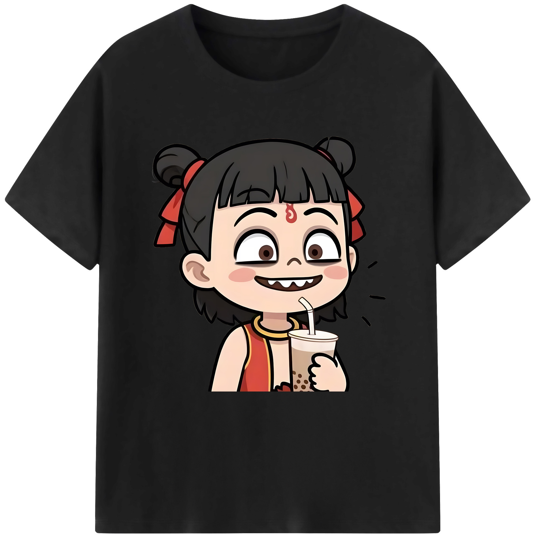 （画像用） Ne Zha 2 ナタ 魔童の大暴れ 綿100％半袖Tシャツ（フロントプリント）