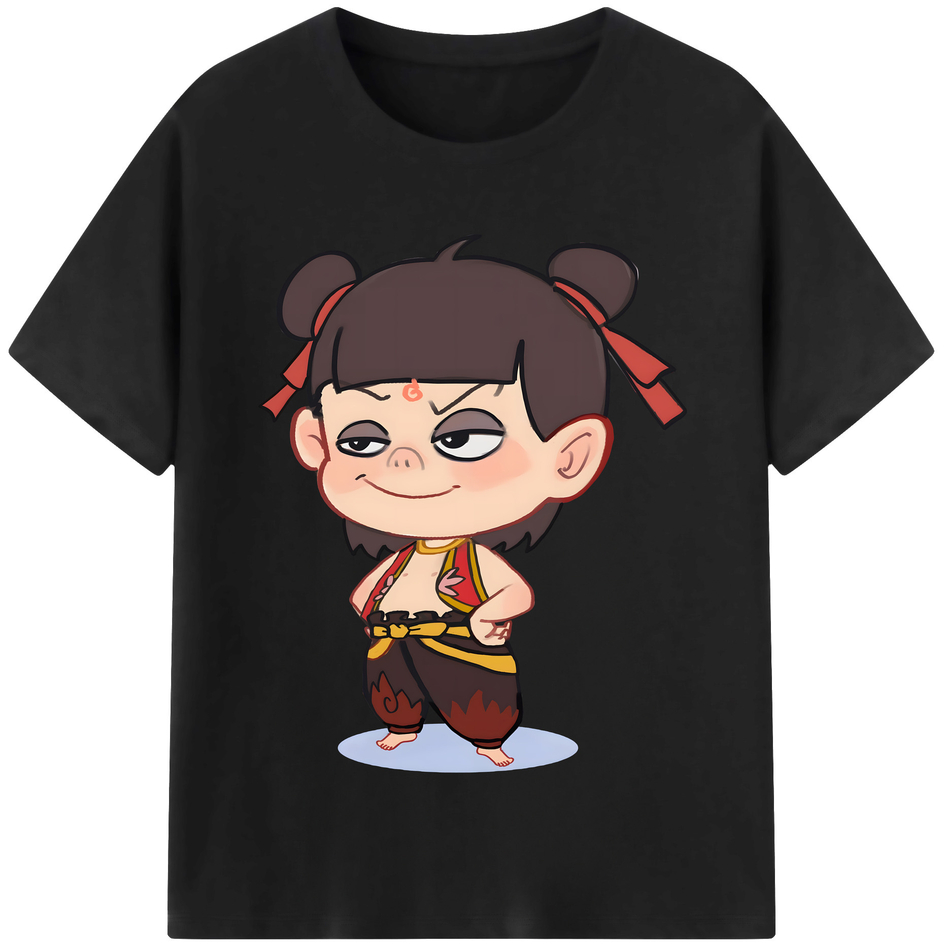 （画像用） Ne Zha 2 ナタ 魔童の大暴れ 綿100％半袖Tシャツ（フロントプリント）