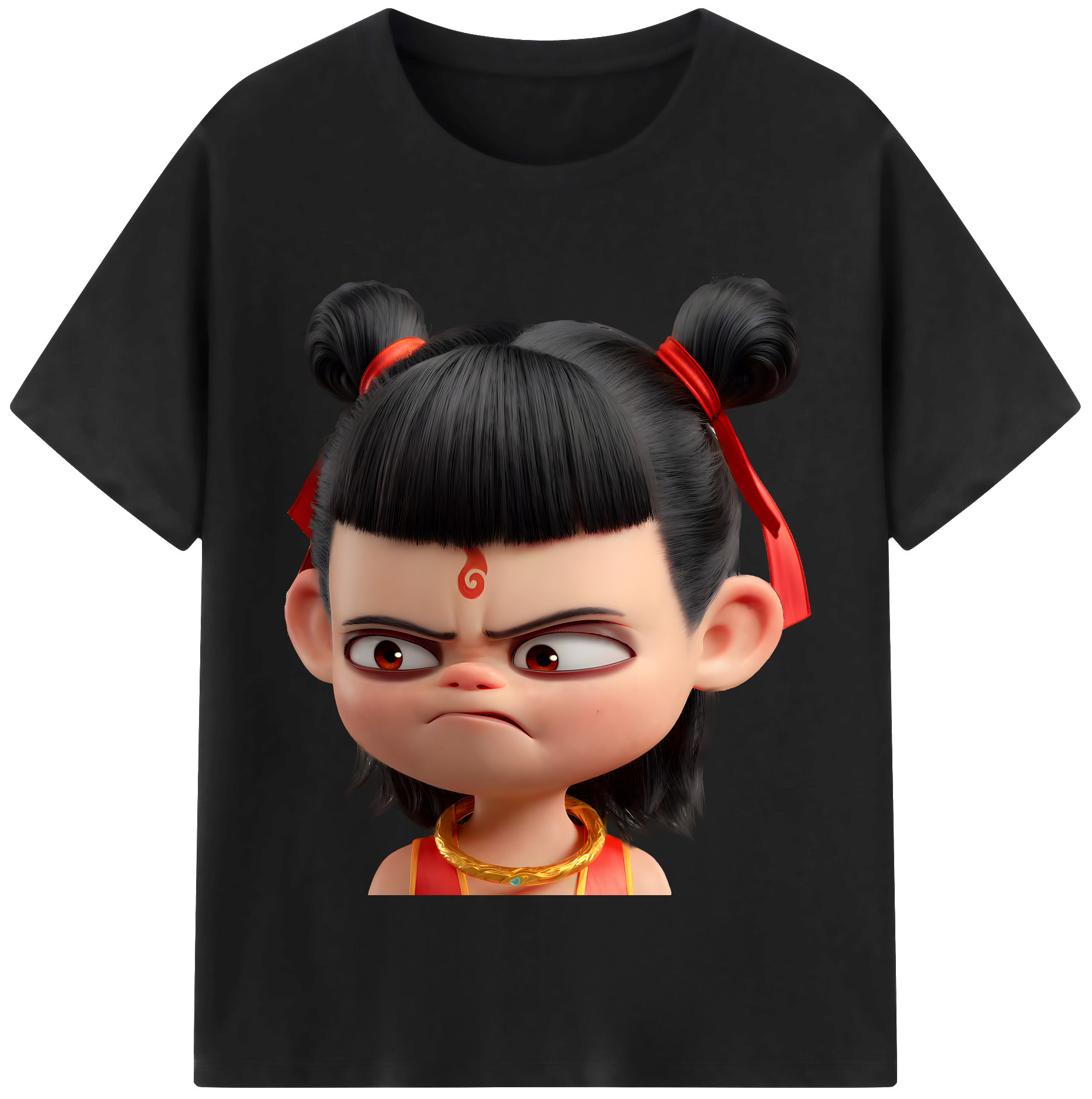 （画像用） Ne Zha 2 ナタ 魔童の大暴れ 綿100％半袖Tシャツ（フロントプリント）