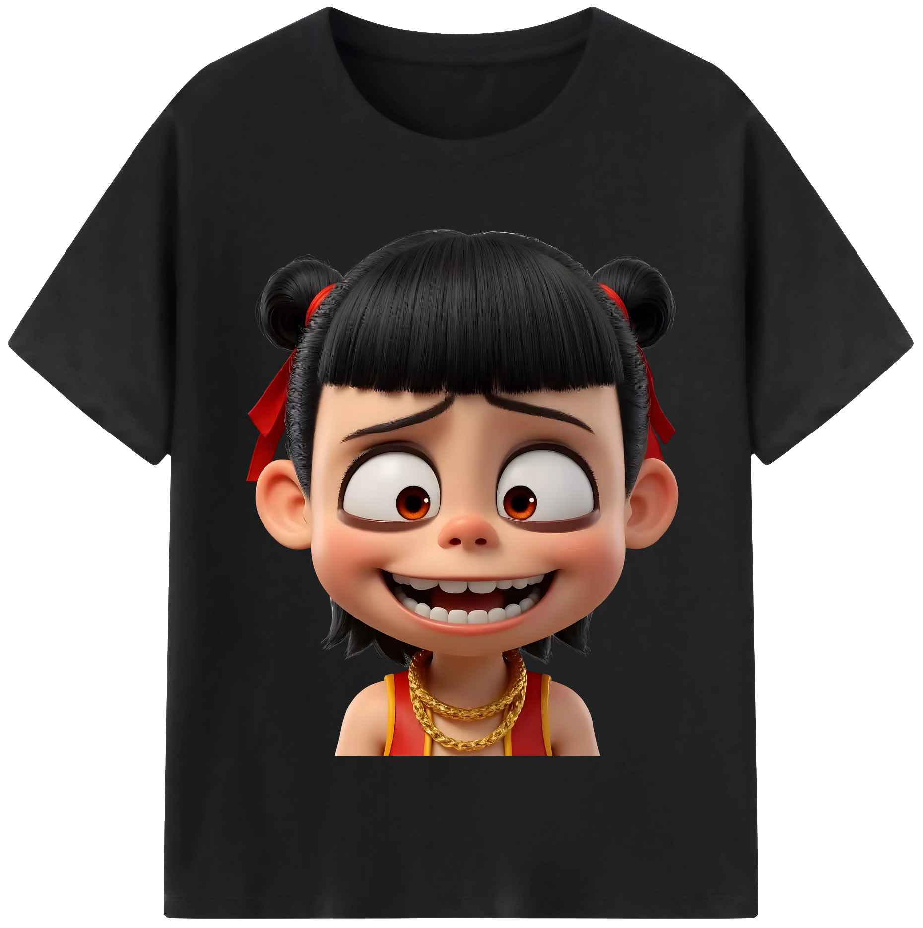（画像用） Ne Zha 2 ナタ 魔童の大暴れ 綿100％半袖Tシャツ（フロントプリント）