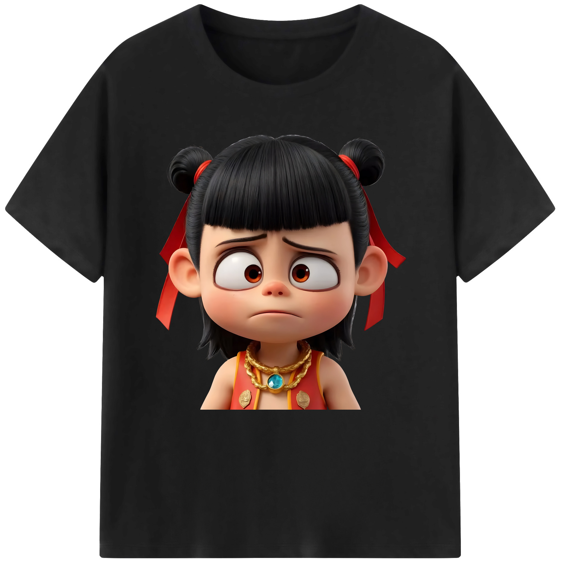 （画像用） Ne Zha 2 ナタ 魔童の大暴れ 綿100％半袖Tシャツ（フロントプリント）