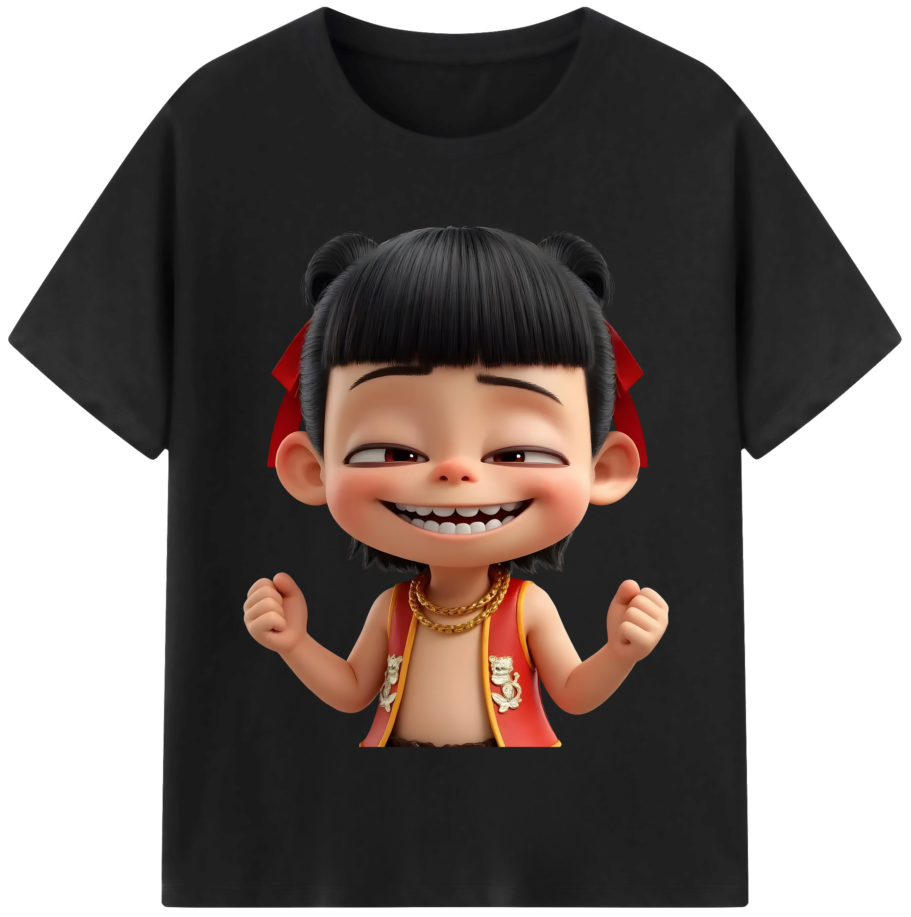 （画像用） Ne Zha 2 ナタ 魔童の大暴れ 綿100％半袖Tシャツ（フロントプリント）