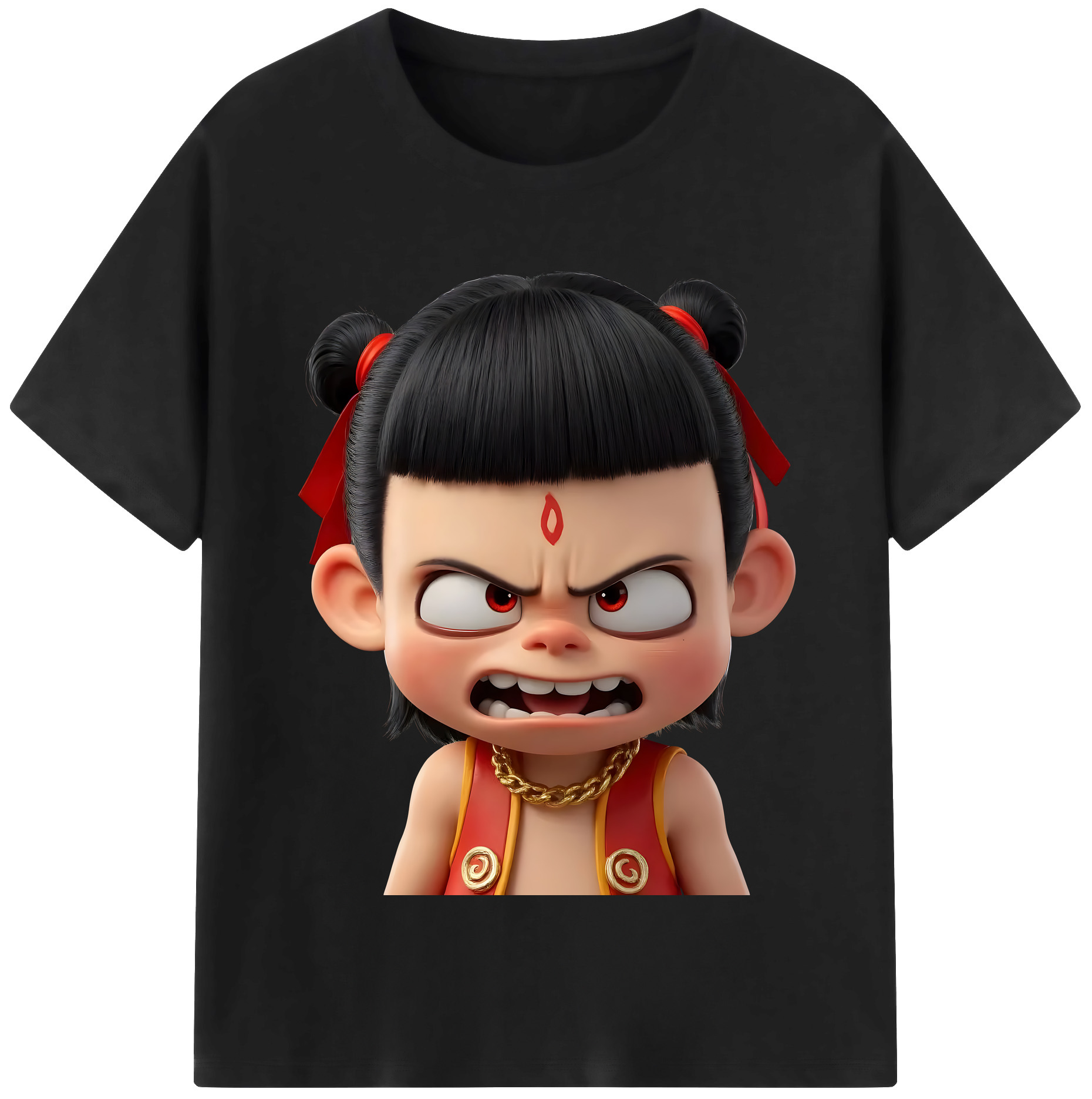 （画像用） Ne Zha 2 ナタ 魔童の大暴れ 綿100％半袖Tシャツ（フロントプリント）