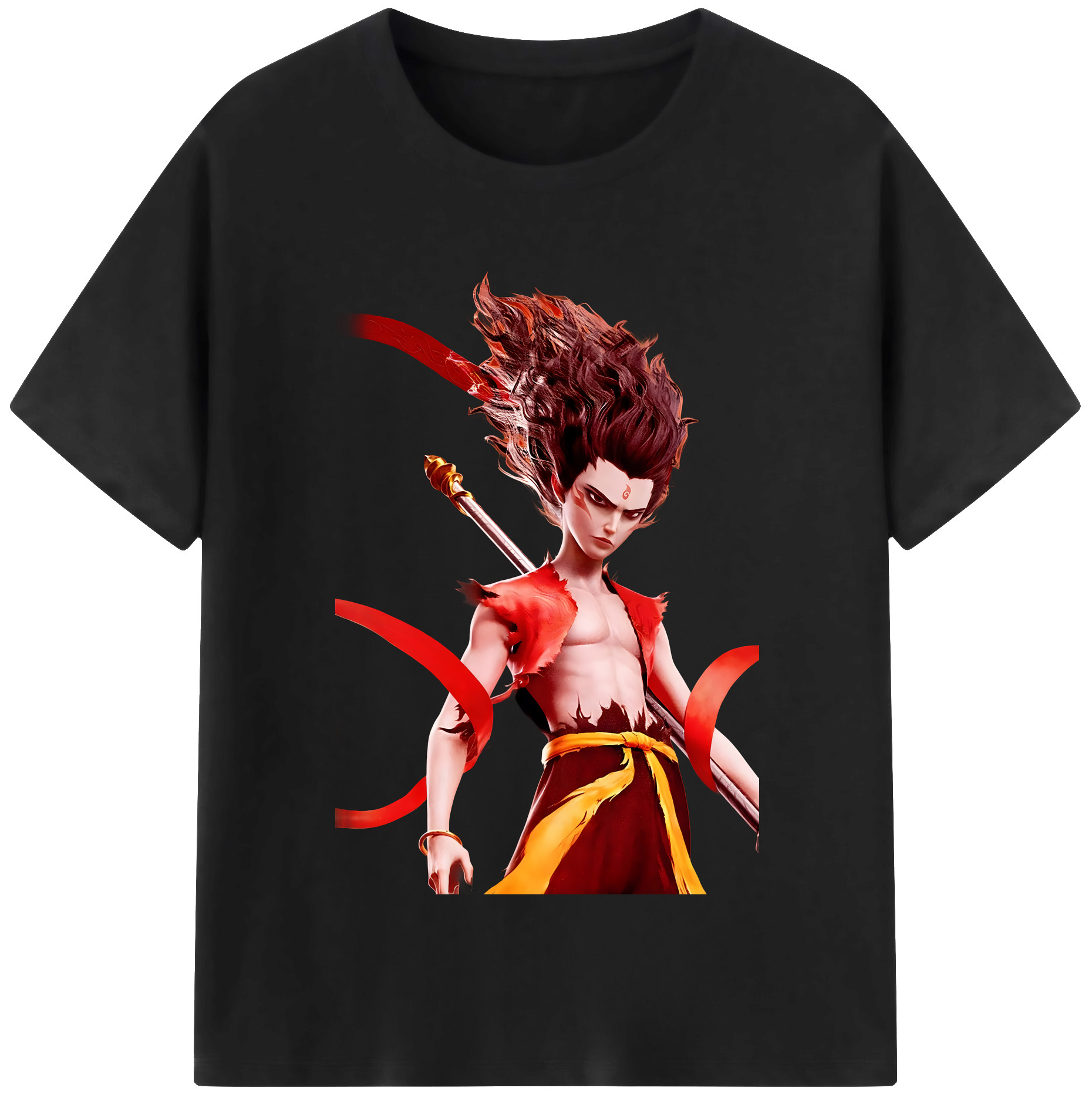 （画像用） Ne Zha 2 ナタ 魔童の大暴れ 綿100％半袖Tシャツ（フロントプリント）