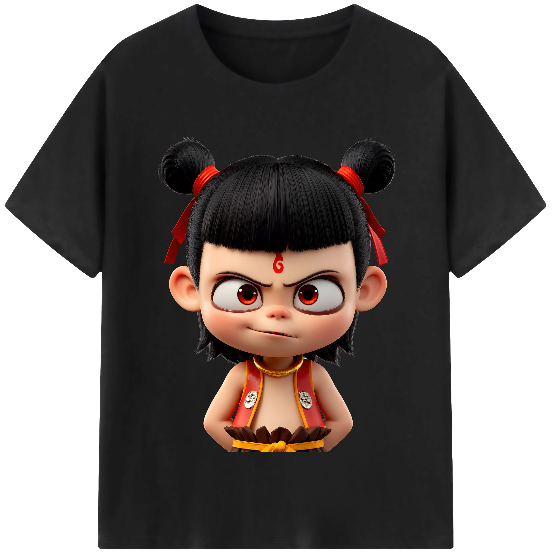 （画像用） Ne Zha 2 ナタ 魔童の大暴れ 綿100％半袖Tシャツ（フロントプリント）