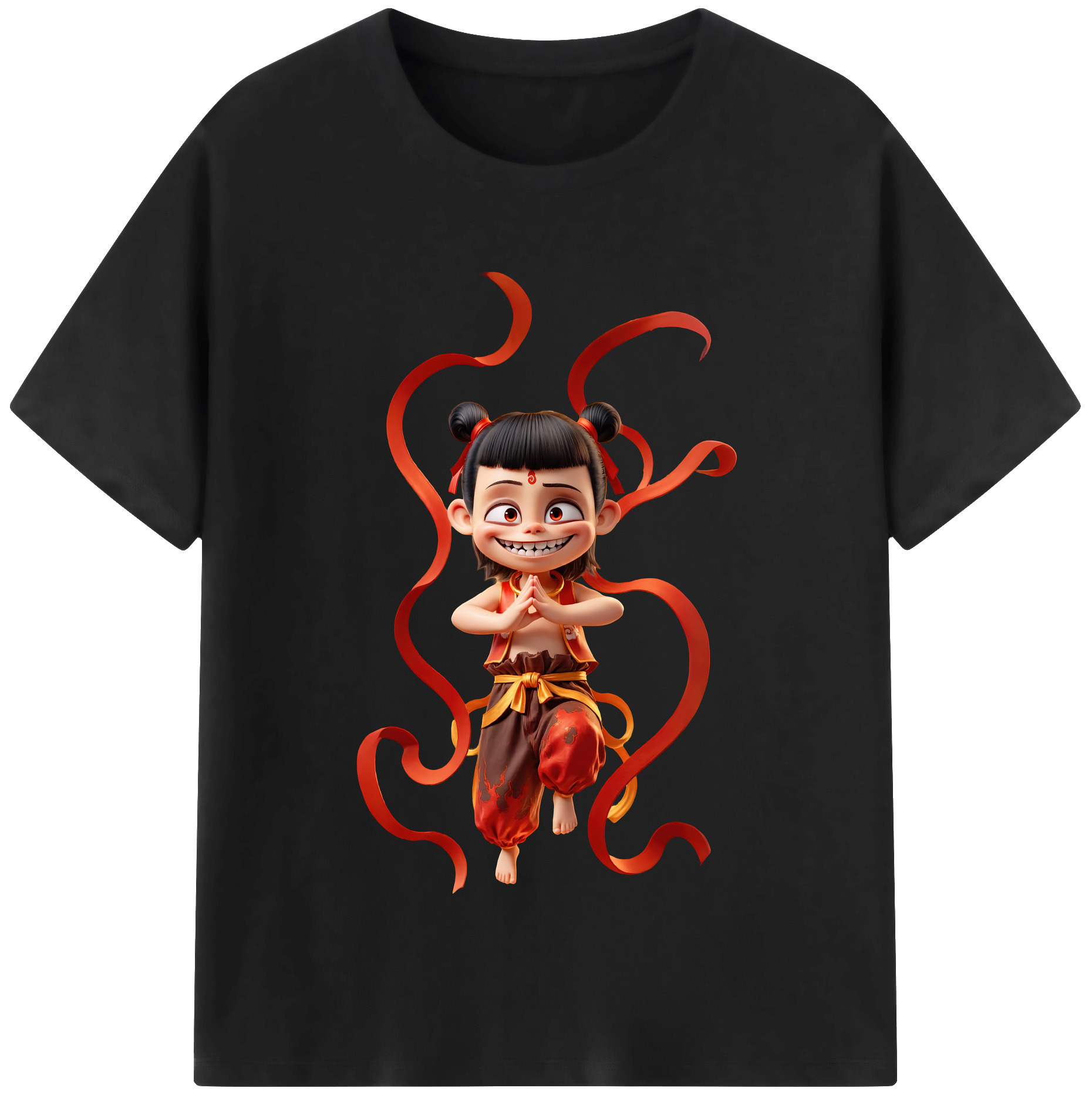 （画像用） Ne Zha 2 ナタ 魔童の大暴れ 綿100％半袖Tシャツ（フロントプリント）