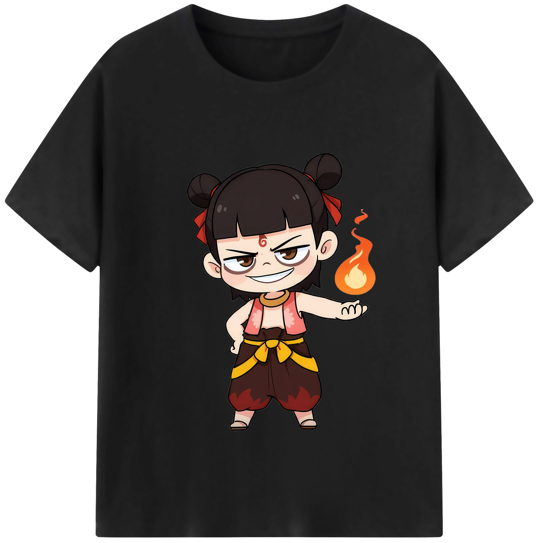 （画像用） Ne Zha 2 ナタ 魔童の大暴れ 綿100％半袖Tシャツ（フロントプリント）