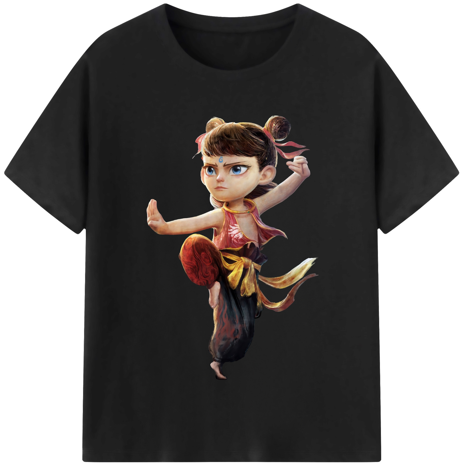 （画像用） Ne Zha 2 ナタ 魔童の大暴れ 綿100％半袖Tシャツ（フロントプリント）