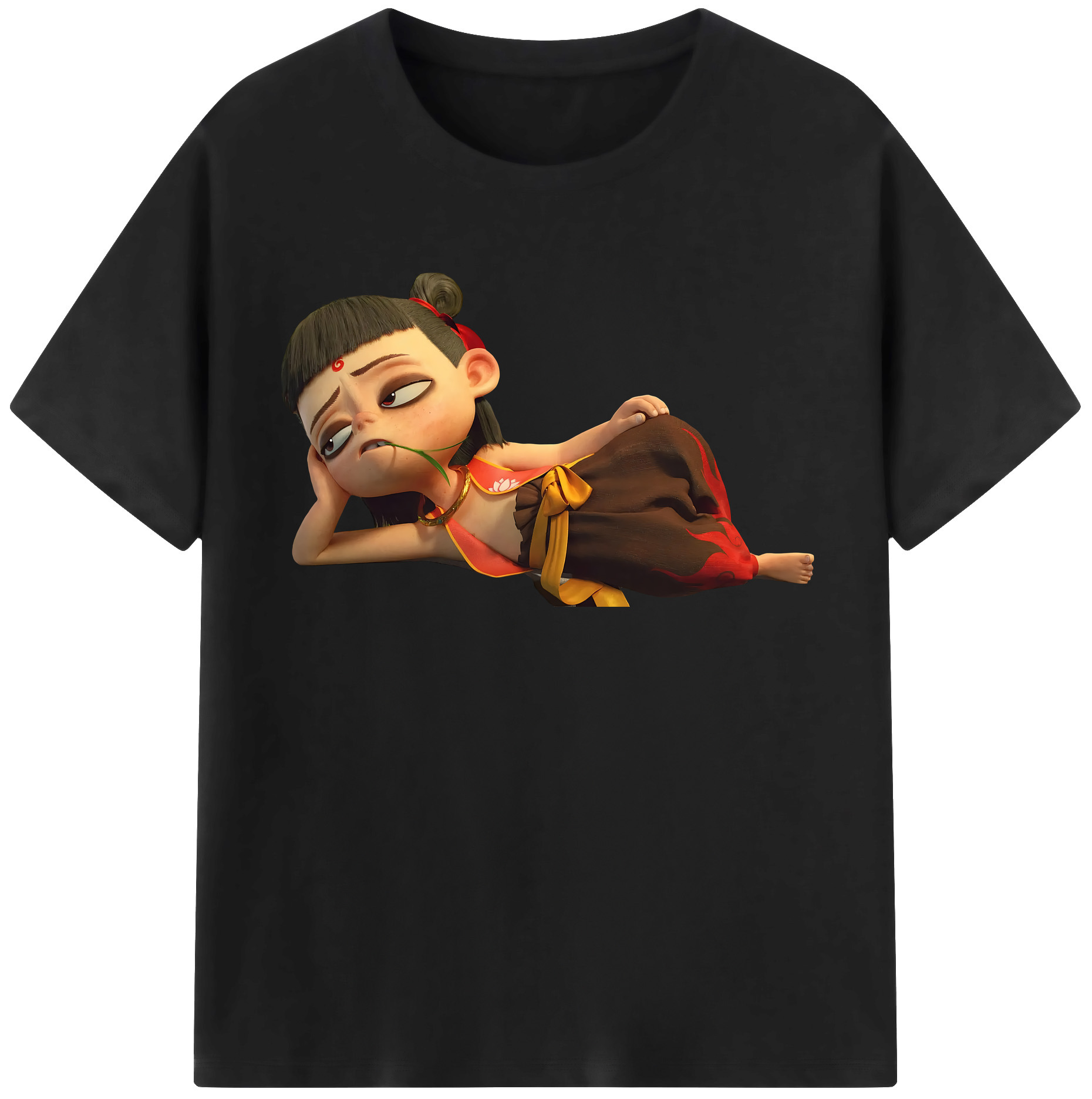 （画像用） Ne Zha 2 ナタ 魔童の大暴れ 綿100％半袖Tシャツ（フロントプリント）