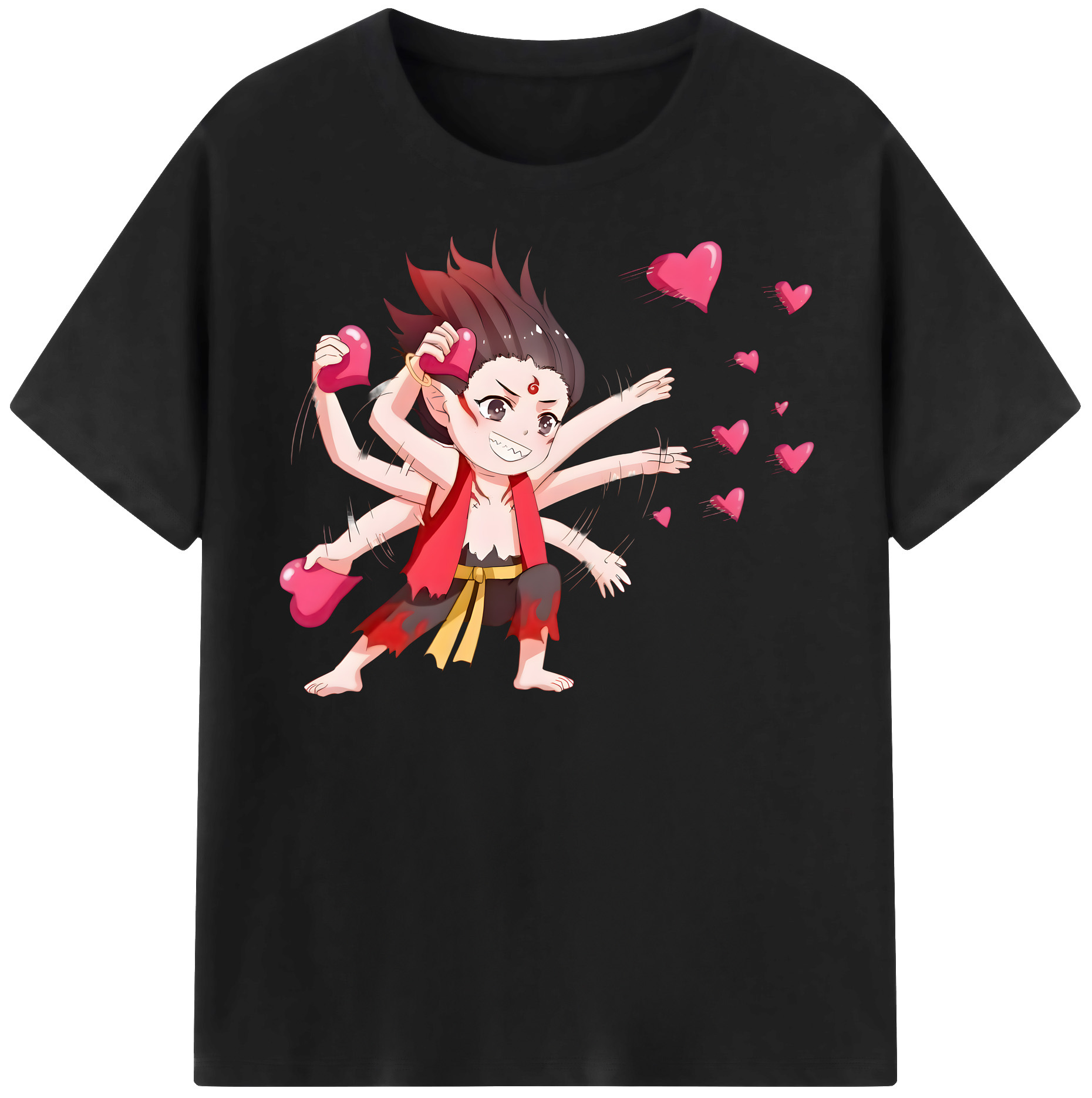 （画像用） Ne Zha 2 ナタ 魔童の大暴れ 綿100％半袖Tシャツ（フロントプリント）
