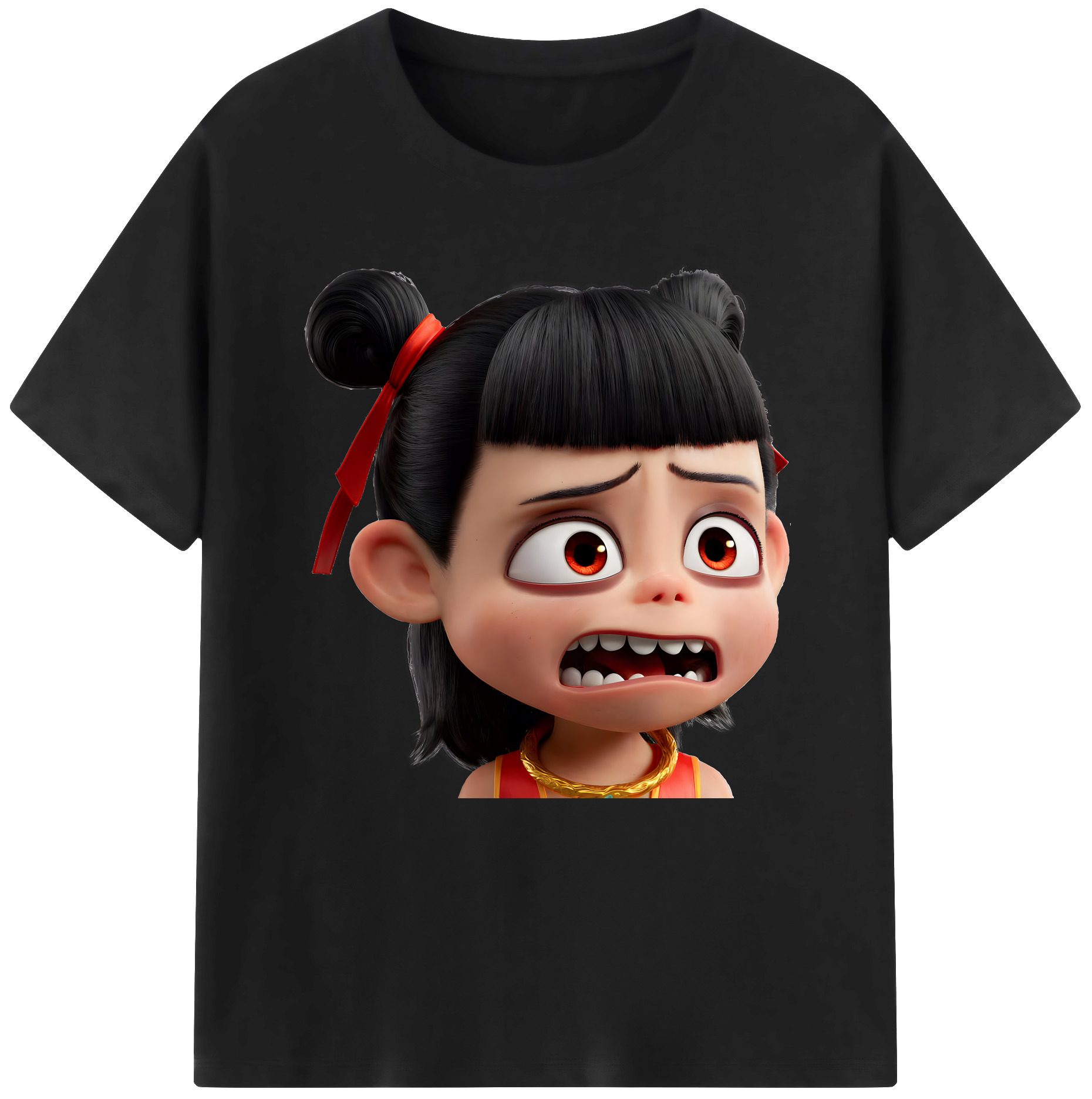 （画像用） Ne Zha 2 ナタ 魔童の大暴れ 綿100％半袖Tシャツ（フロントプリント）